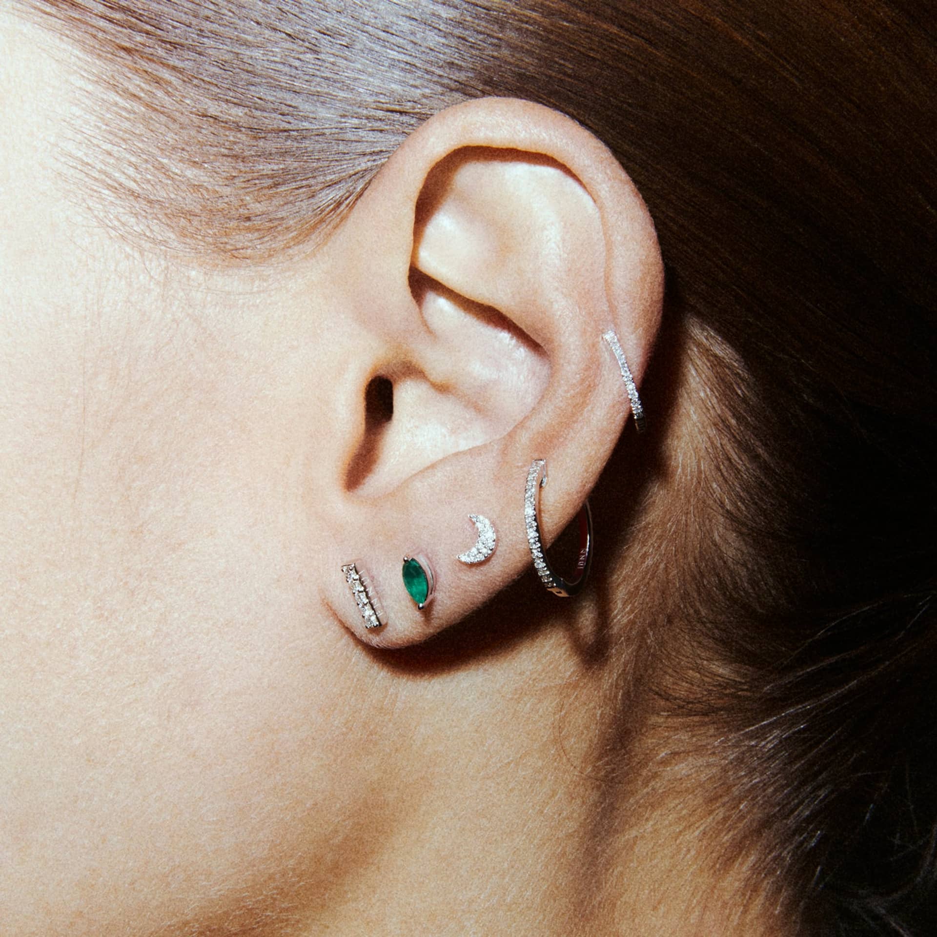 HOOP BLACK/WHITE DIAMOND & WHITE GOLD - 10mm made by ENNUI