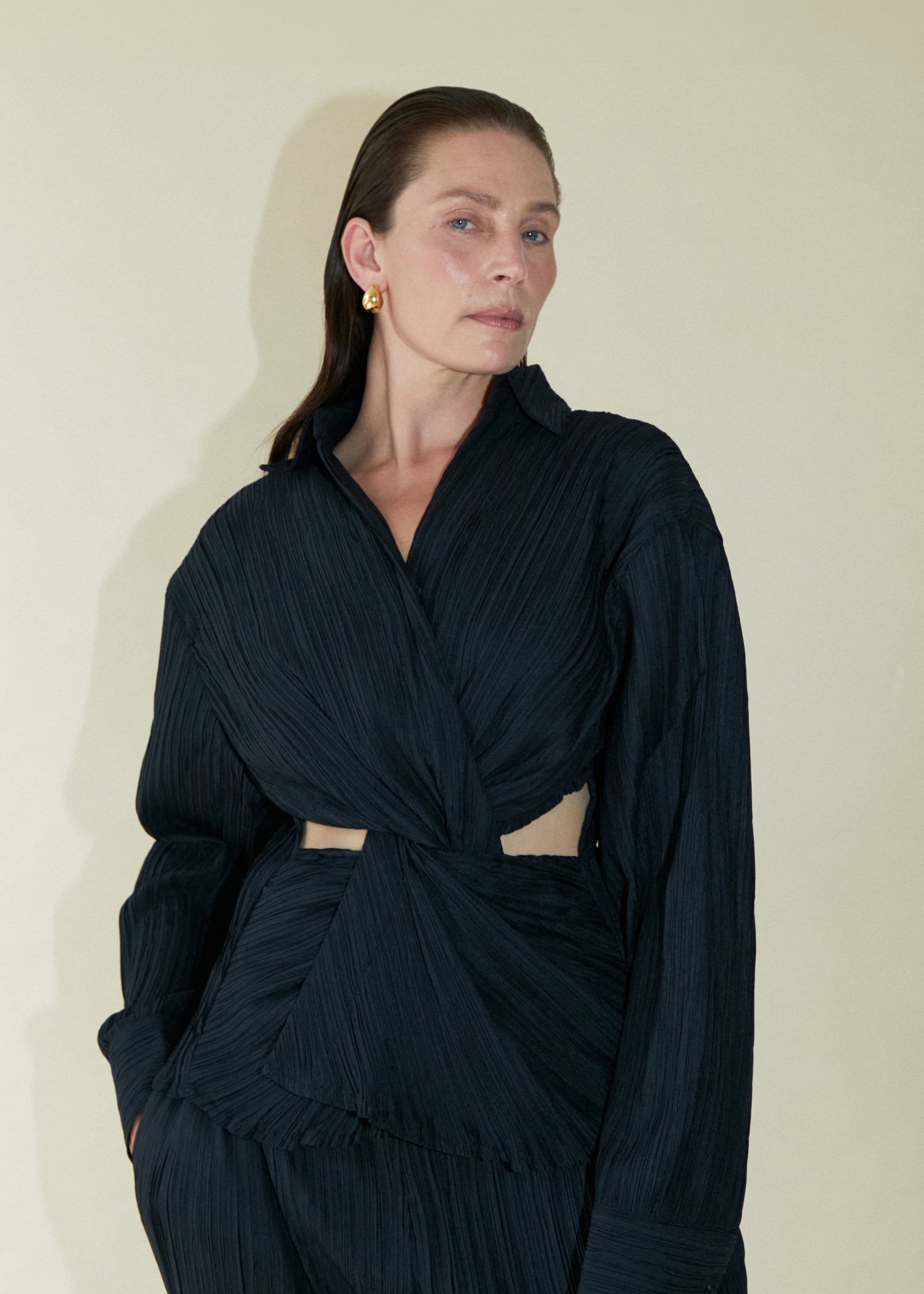 Tree Bark Cut Out Shirt - Dark Navy made by CAHAYA STUDIOS