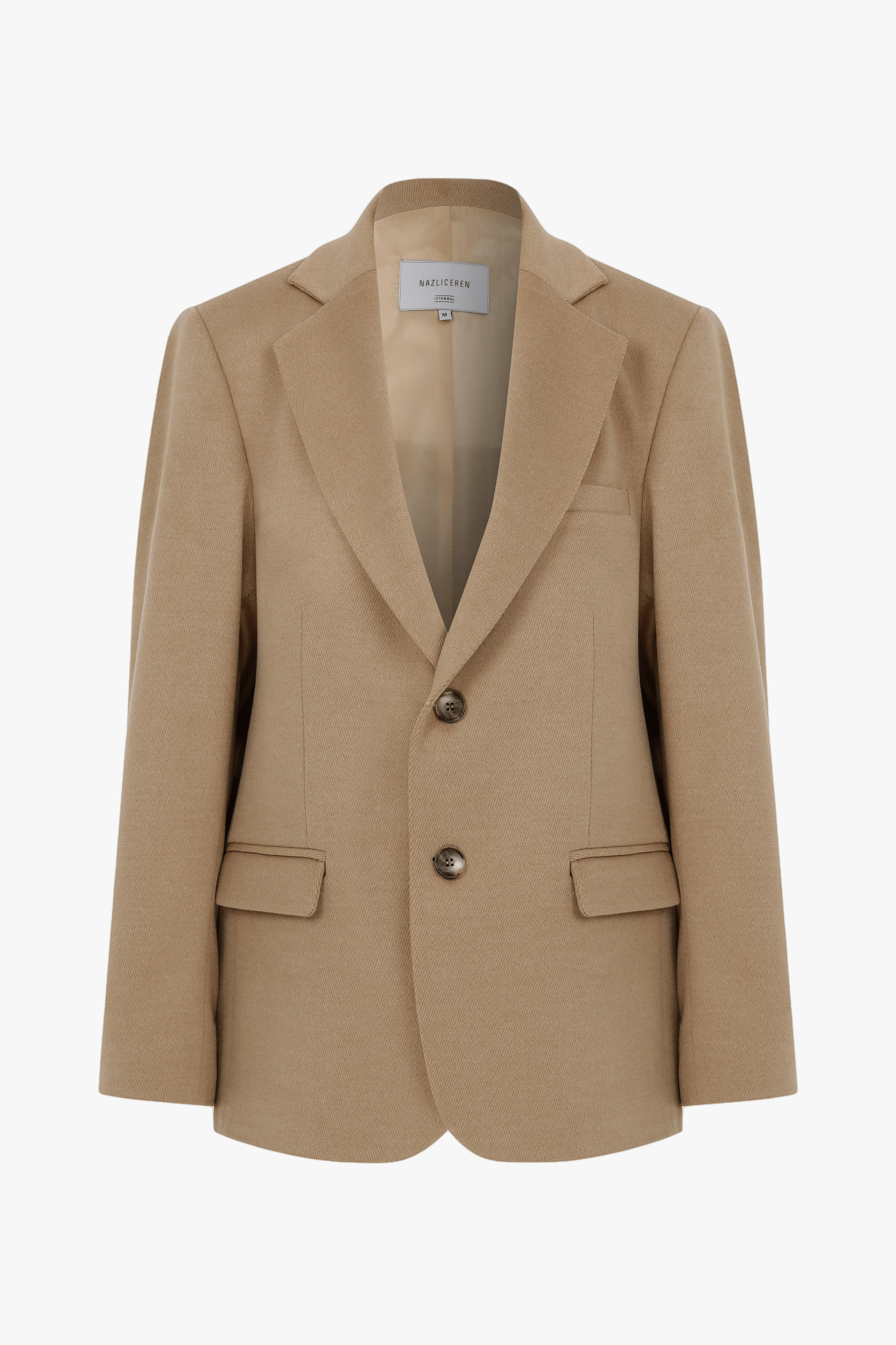 Boxy Wool Oversize Blazer in Camel made by Nazli Ceren