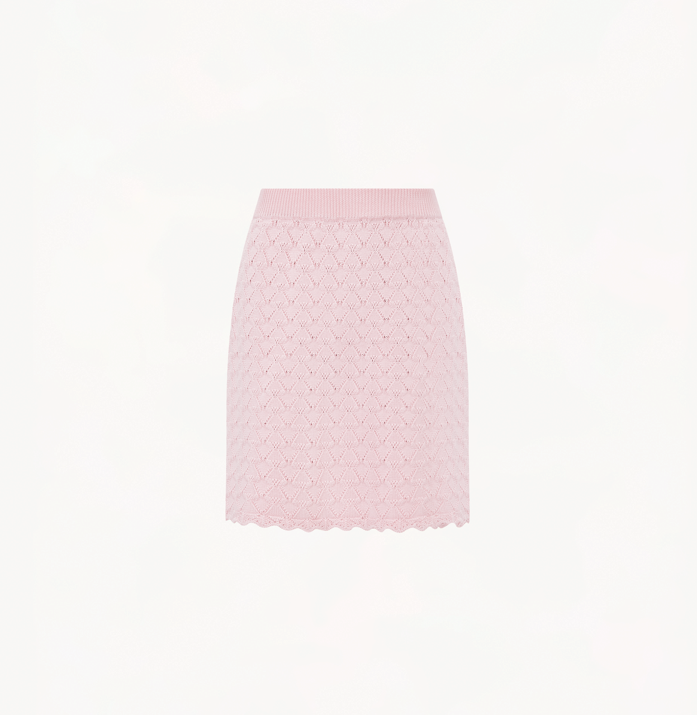 SHELL-HEM HOLLOW OUT SILK AND COTTON SKIRT in Pink made by CRUSH Collection