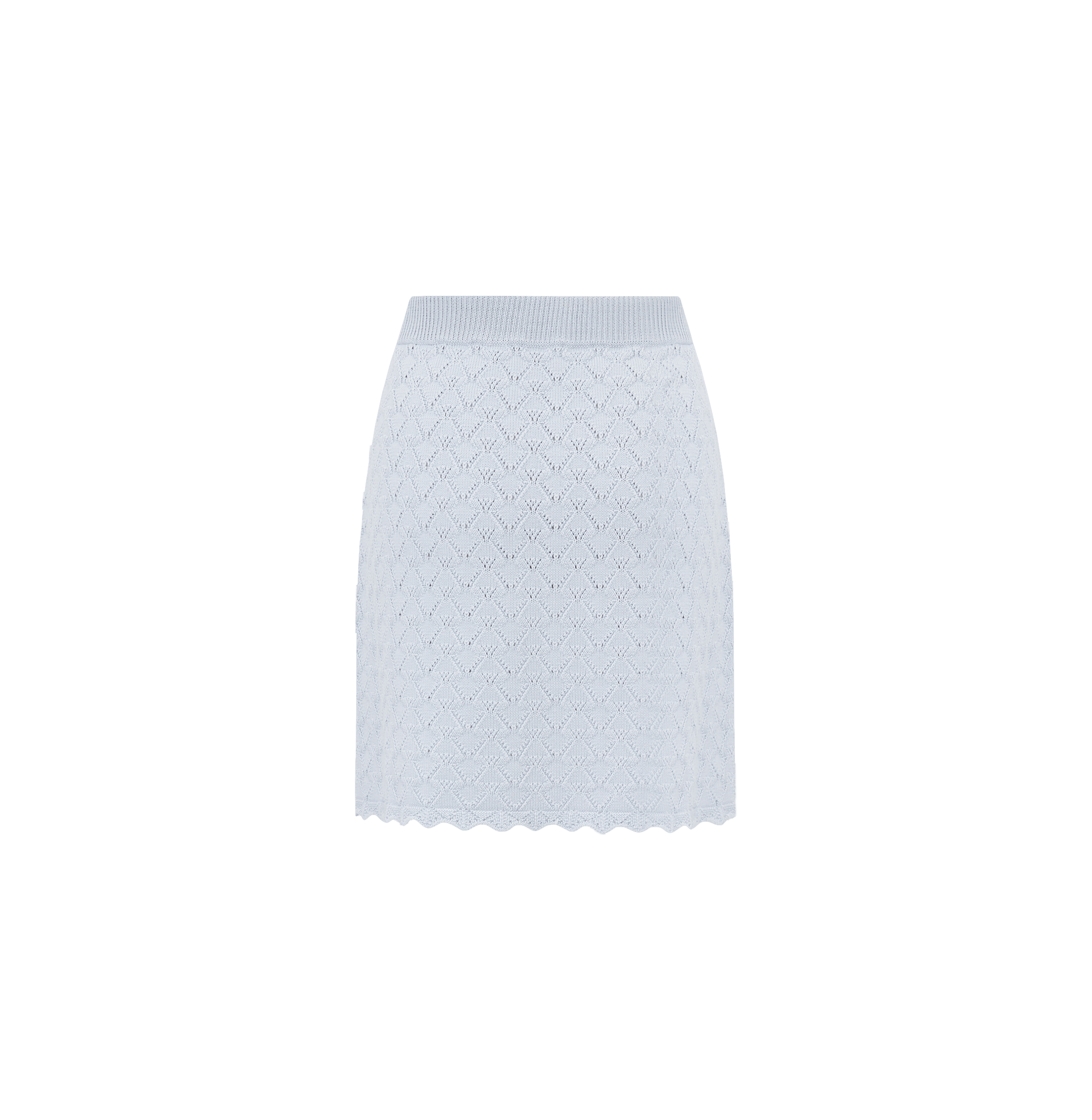 SHELL-HEM HOLLOW OUT SILK AND COTTON SKIRT in Blue made by CRUSH Collection