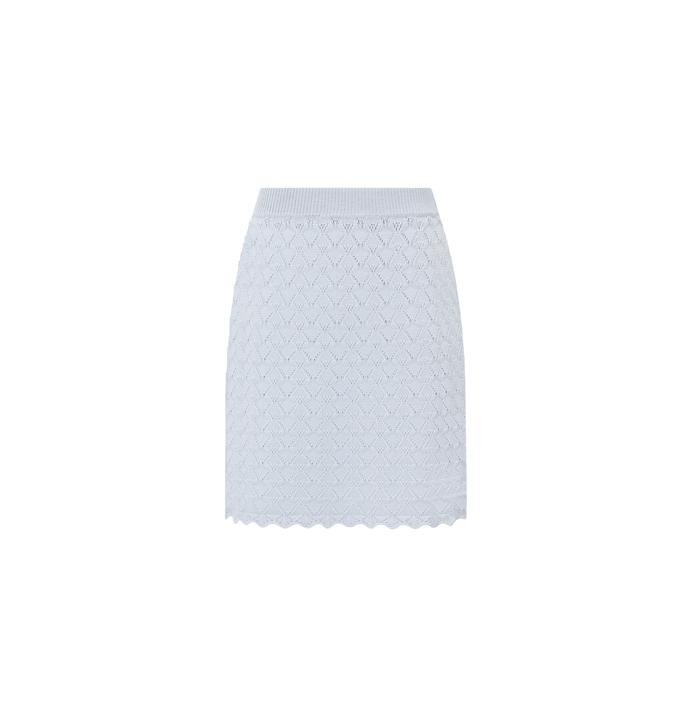 SHELL-HEM HOLLOW OUT SILK AND COTTON SKIRT in Blue made by CRUSH Collection