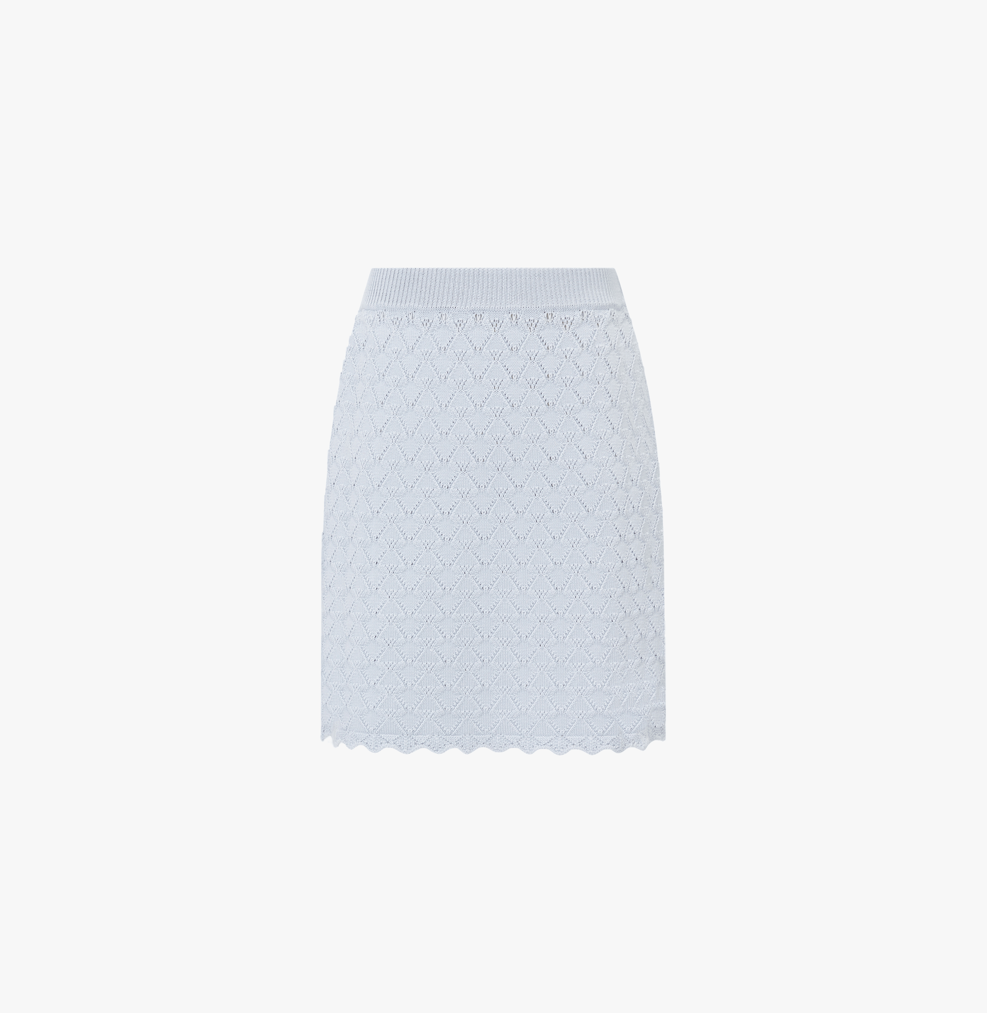 SHELL-HEM HOLLOW OUT SILK AND COTTON SKIRT in Blue made by CRUSH Collection