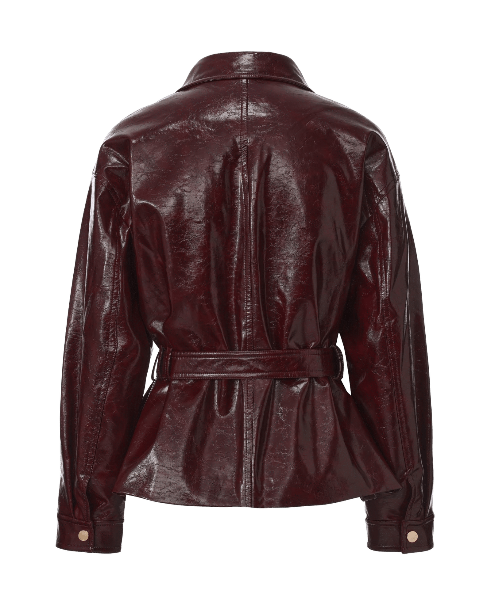 Isabella Vegan Leather Jacket (Claret) made by Nana Jacqueline