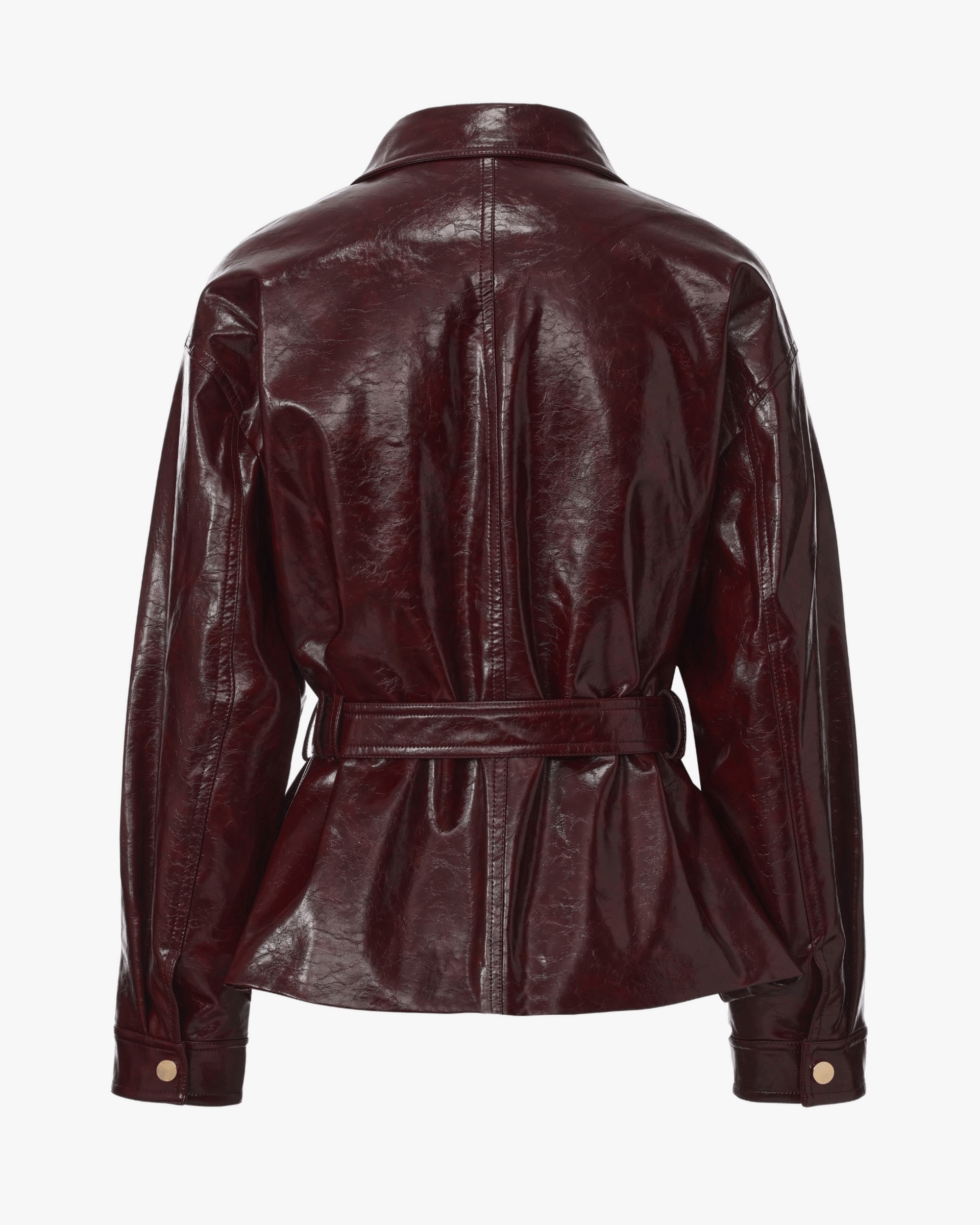 Isabella Vegan Leather Jacket (Claret) made by Nana Jacqueline