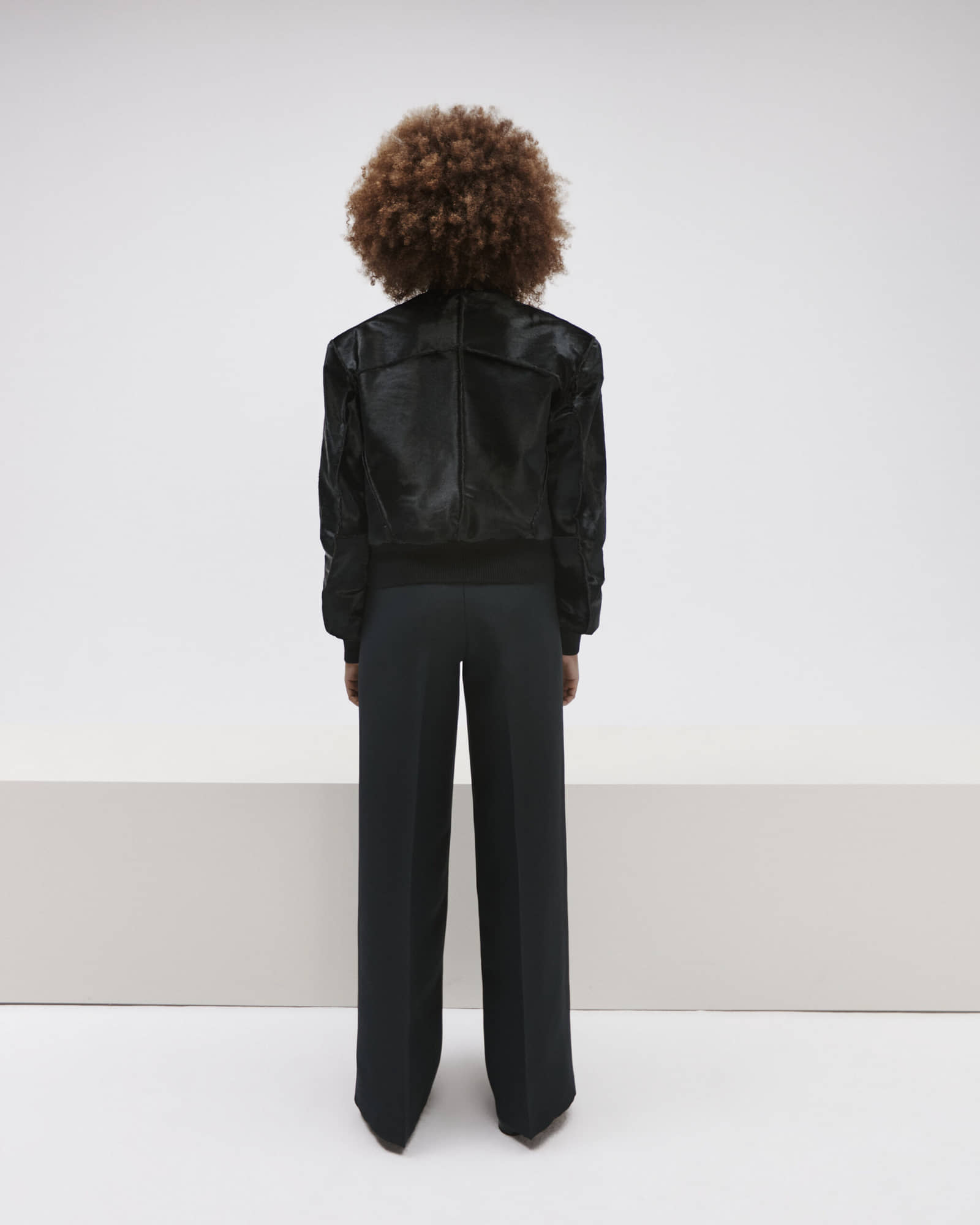 Black Cropped Calfskin Jacket made by YAVORSKA