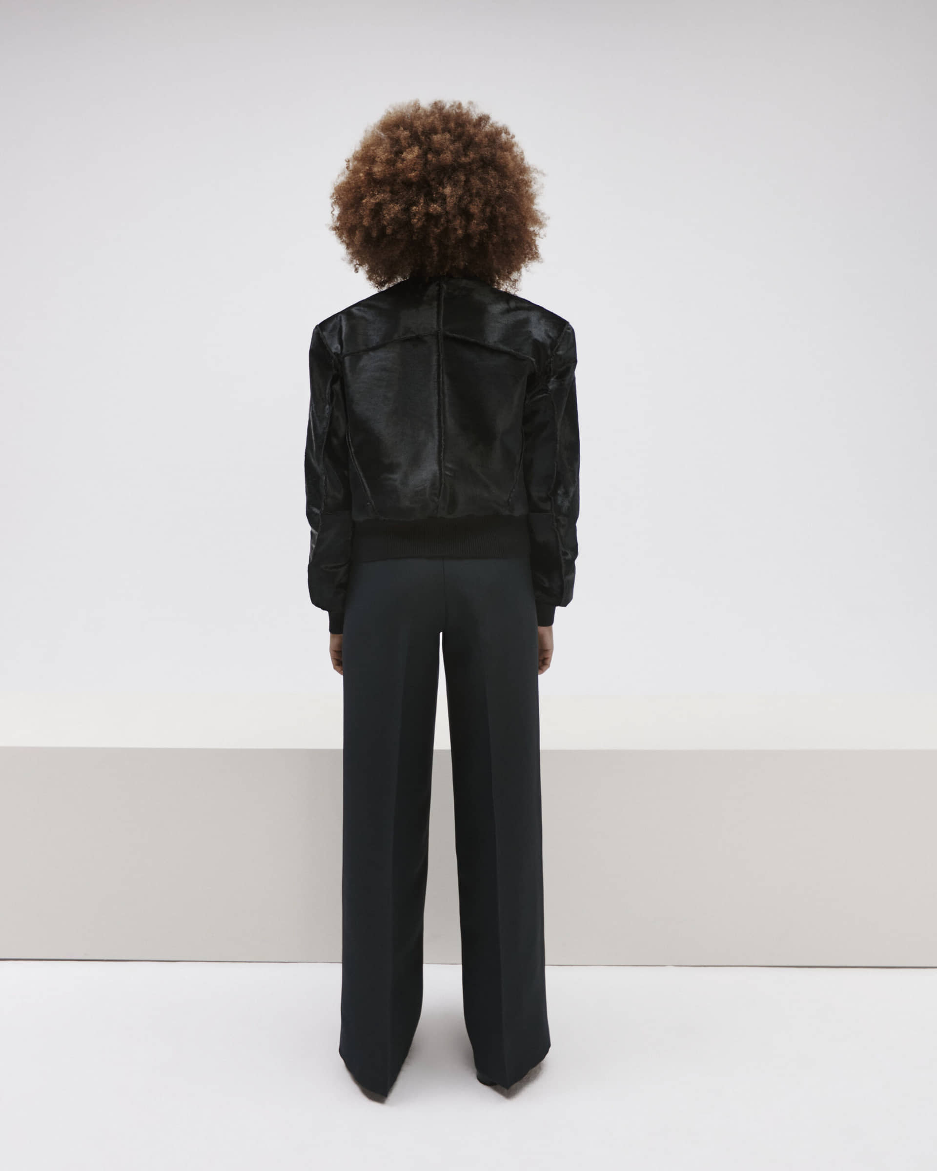 Black Cropped Calfskin Jacket made by YAVORSKA