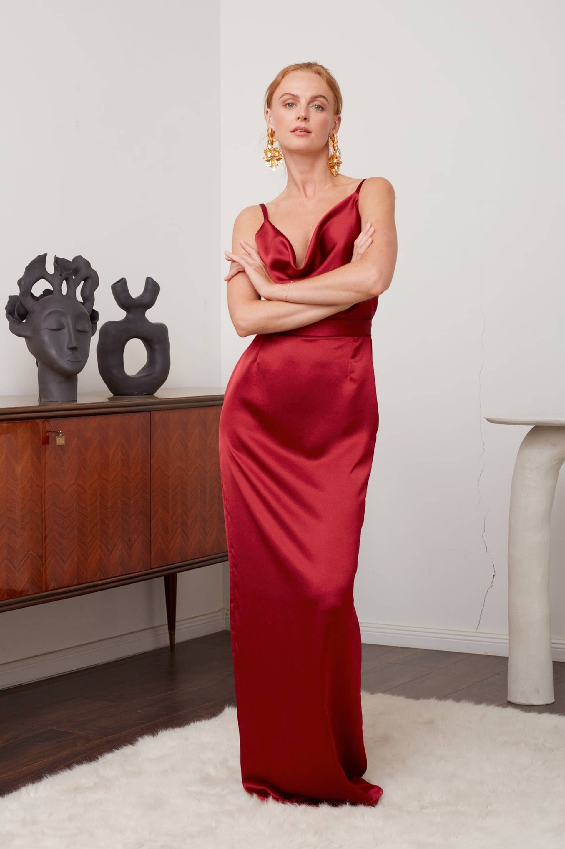 AMILA deep red maxi evening dress made by UNDRESS