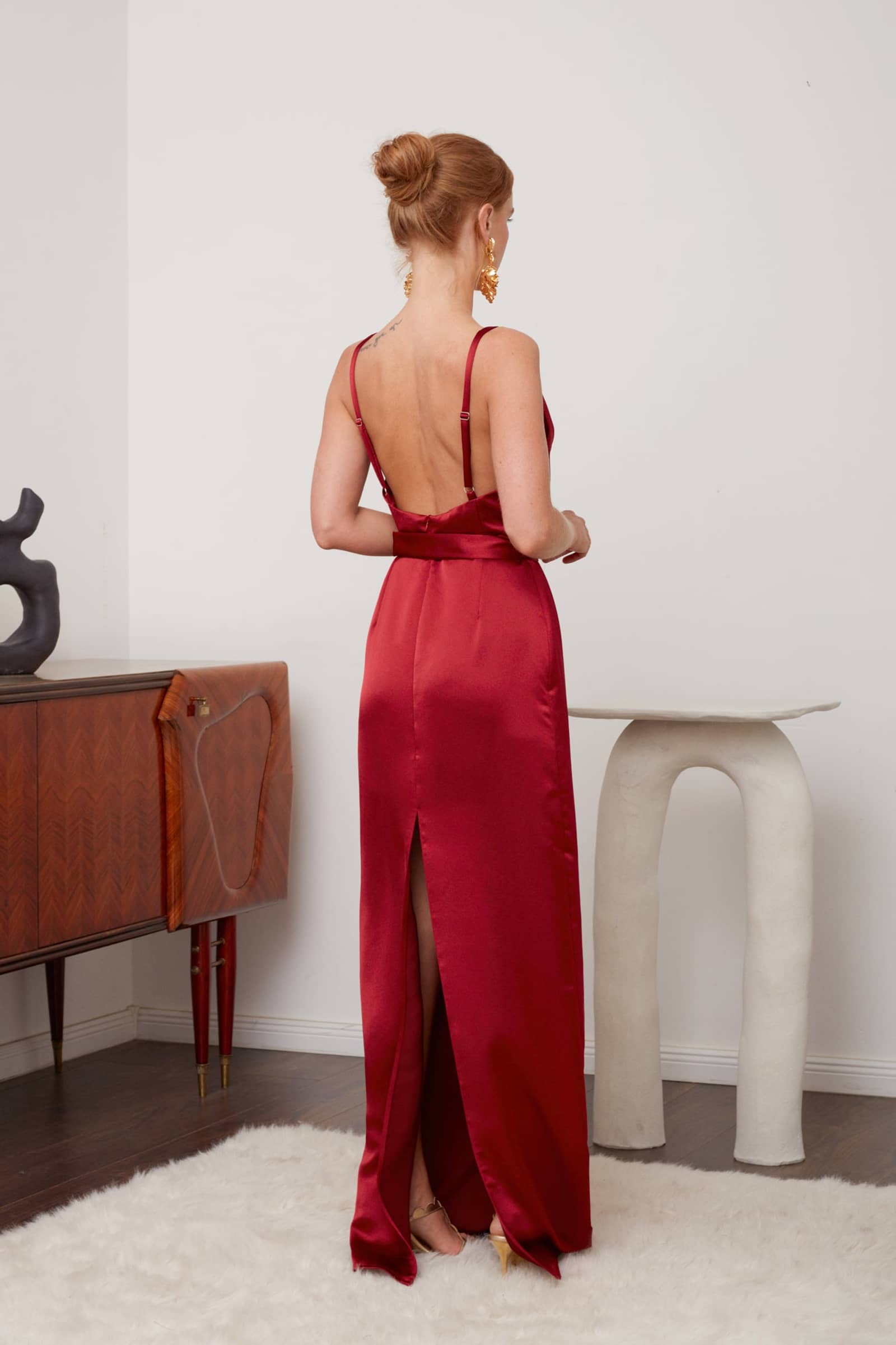 AMILA deep red maxi evening dress made by UNDRESS