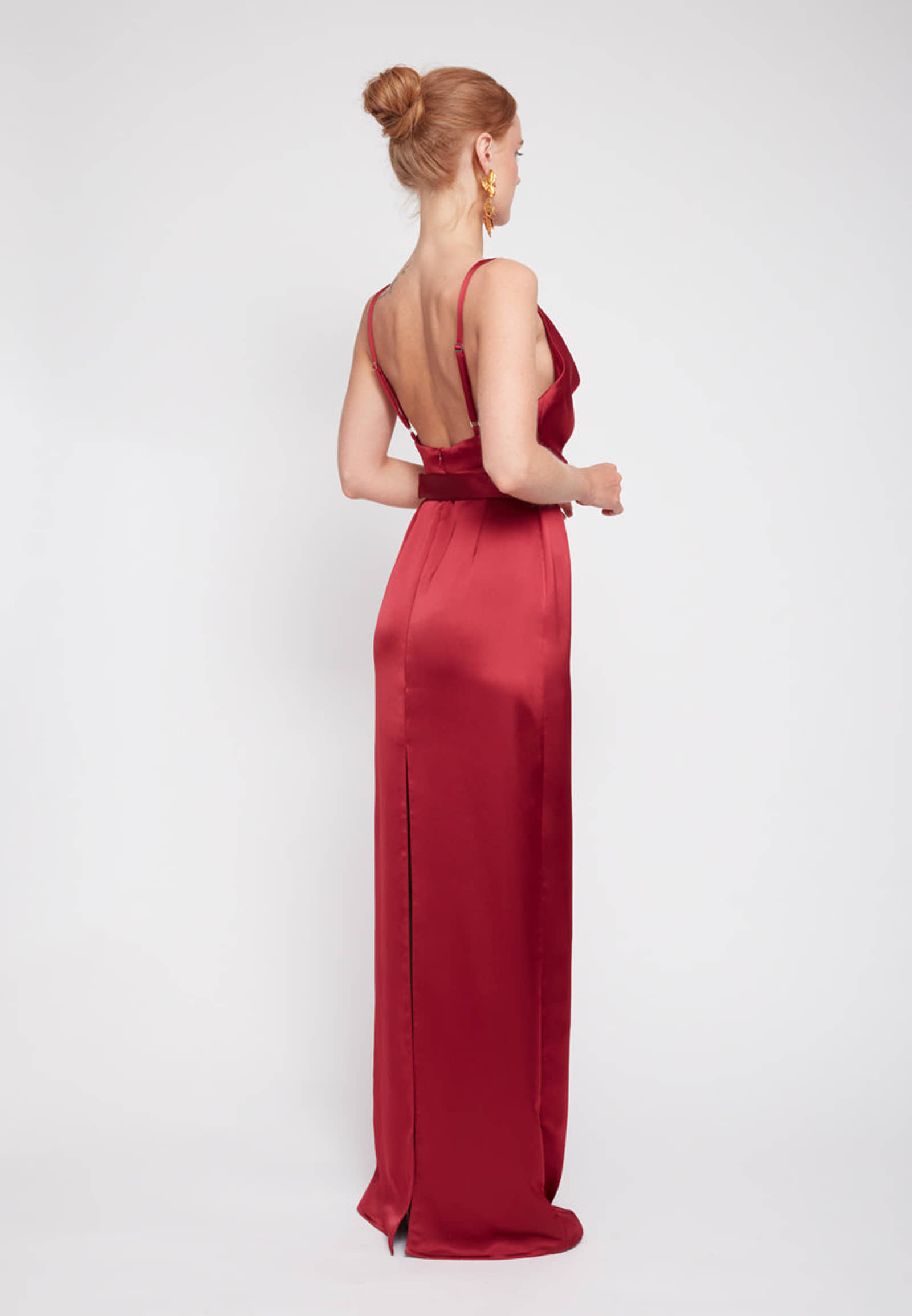AMILA deep red maxi evening dress made by UNDRESS