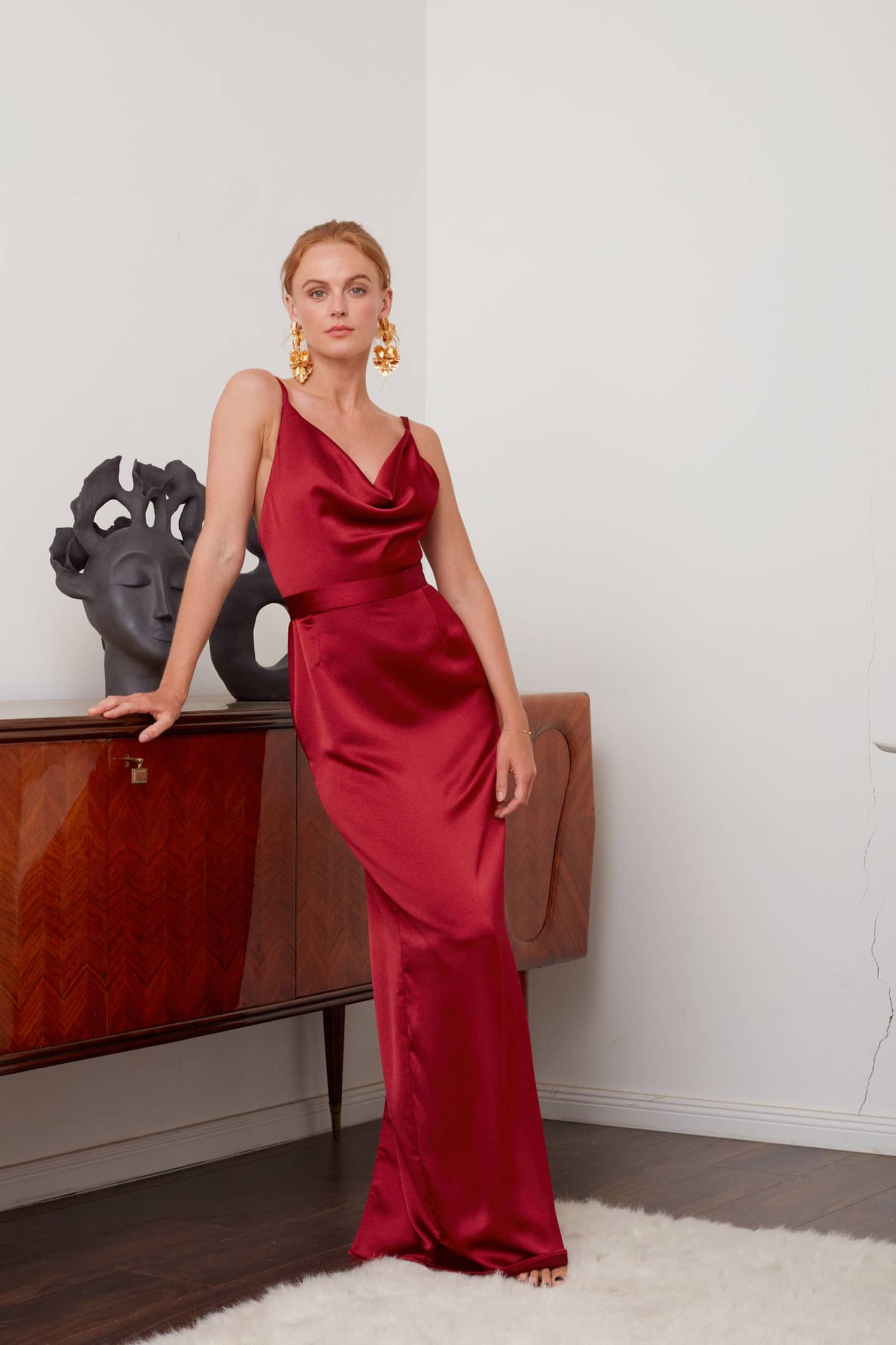 AMILA deep red maxi evening dress made by UNDRESS