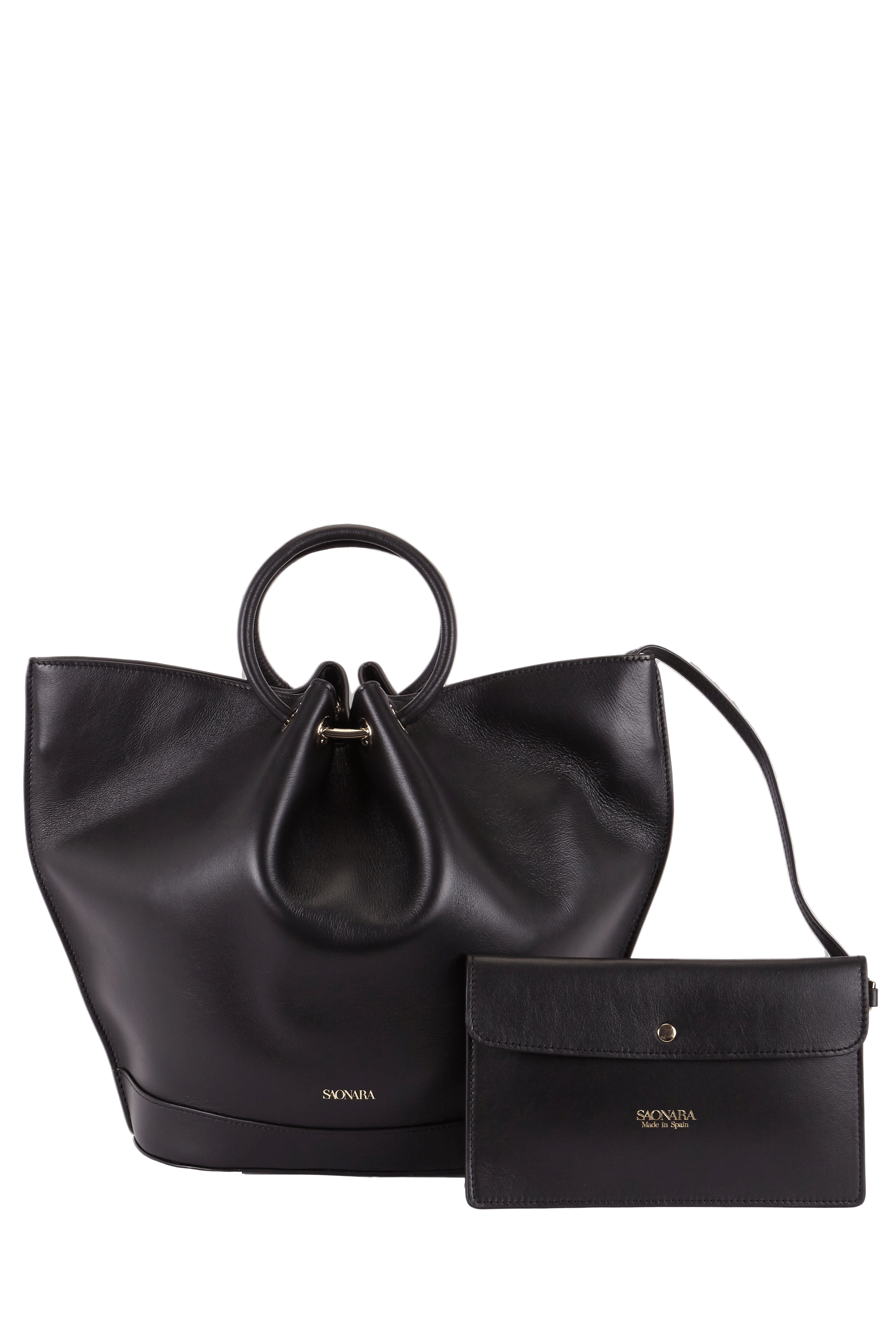 SAONARA BLACK LEATHER CARRY CASE made by Saonara