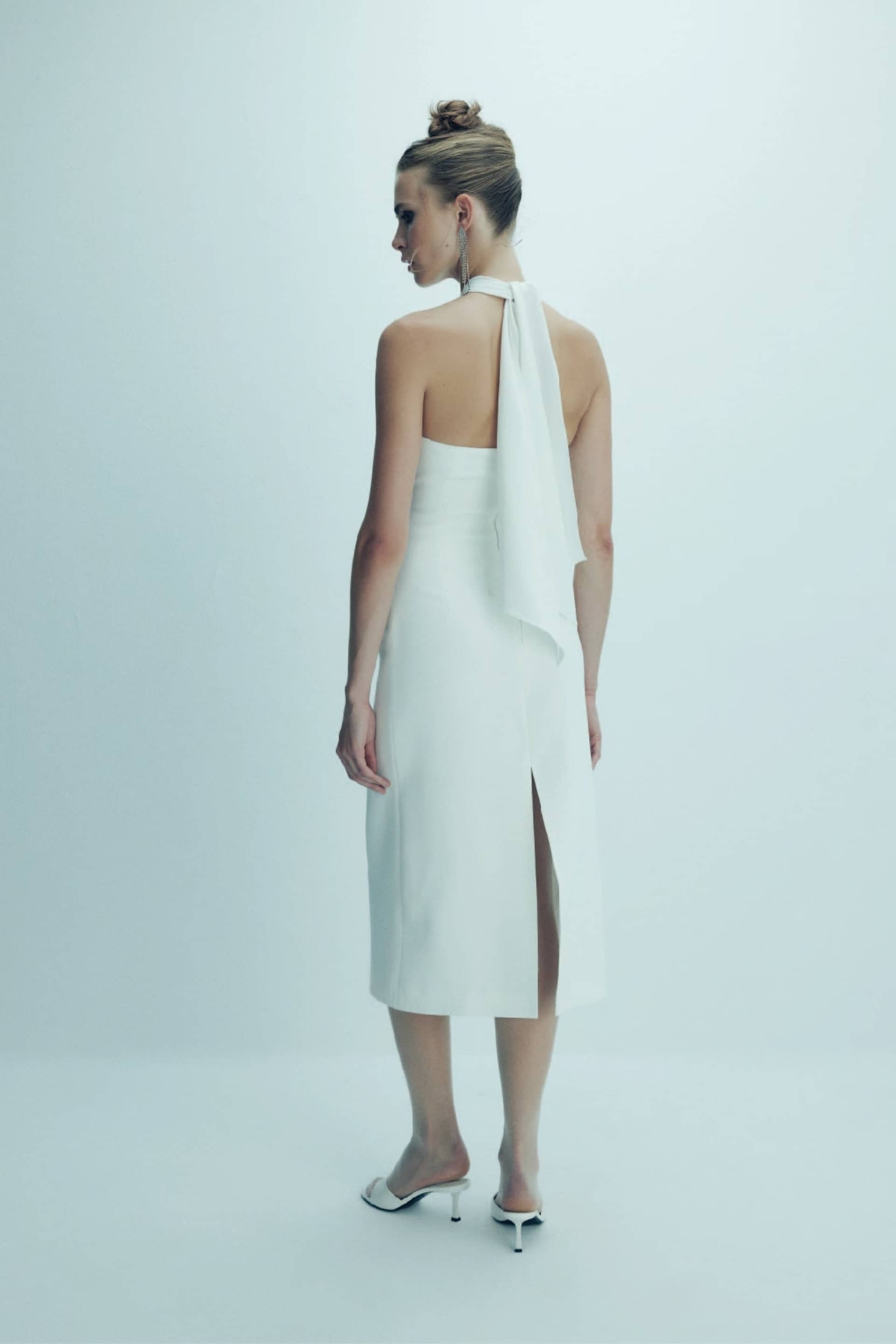 Viana Crepe Midi Dress in Vanilla Ice made by Nazli Ceren