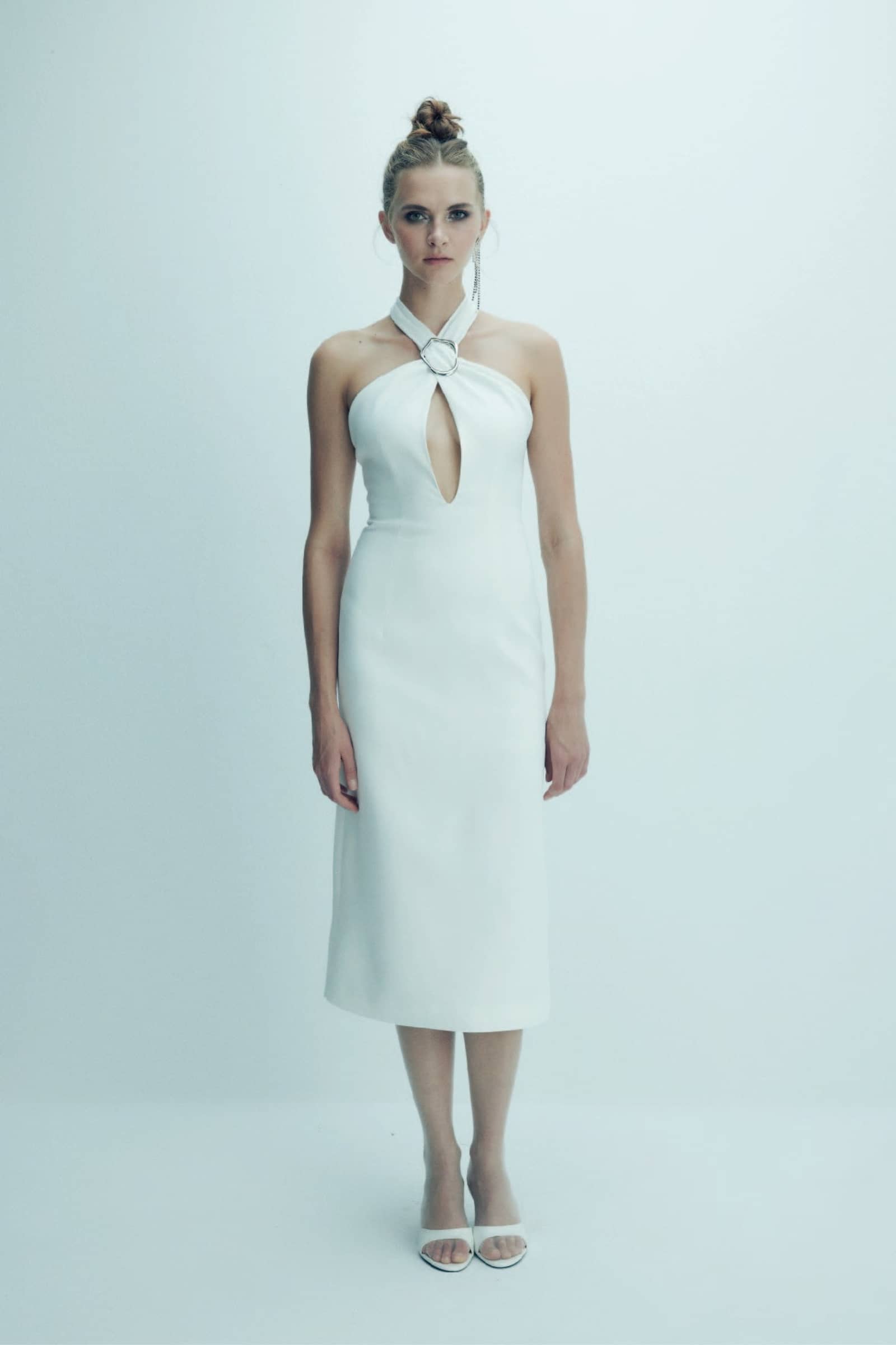 Viana Crepe Midi Dress in Vanilla Ice made by Nazli Ceren