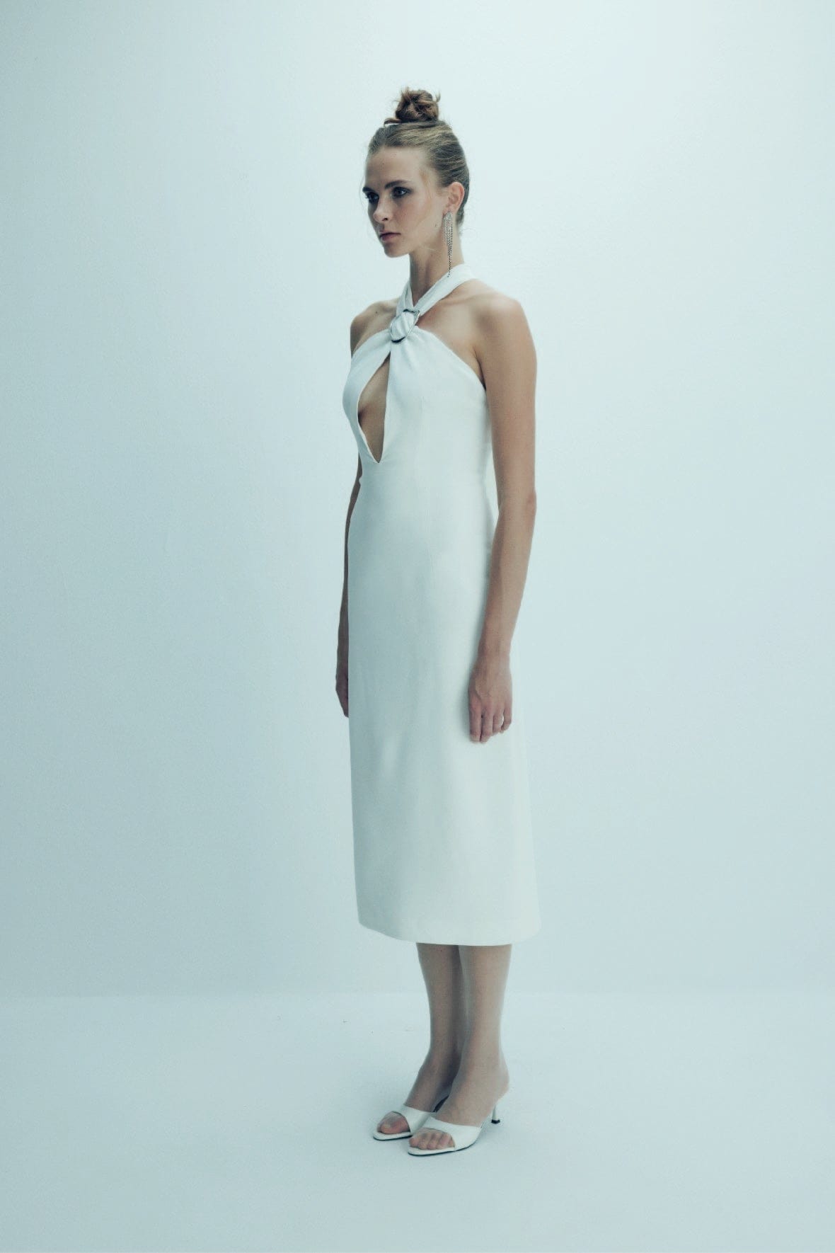 Viana Crepe Midi Dress in Vanilla Ice made by Nazli Ceren