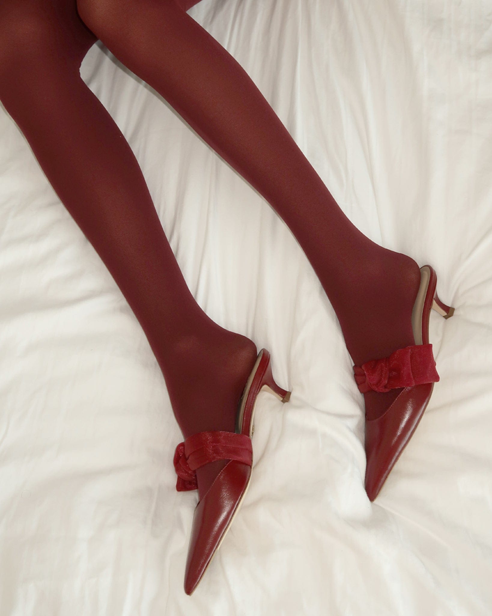 Side Tie Mule 45 Bordeaux Nappa And Mesh made by ATANA