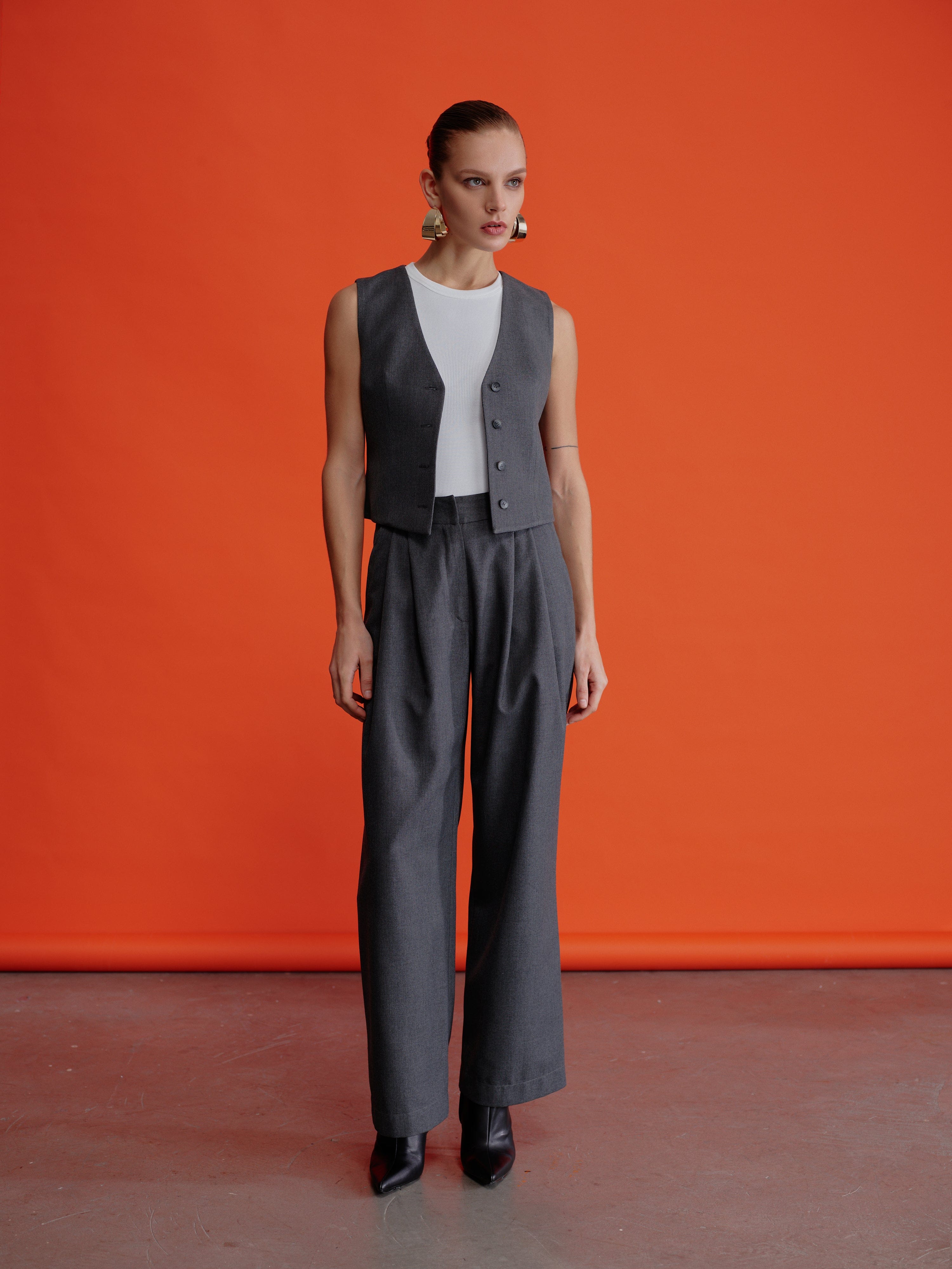 Tina Trousers in Grey in Grey made by Nazli Ceren