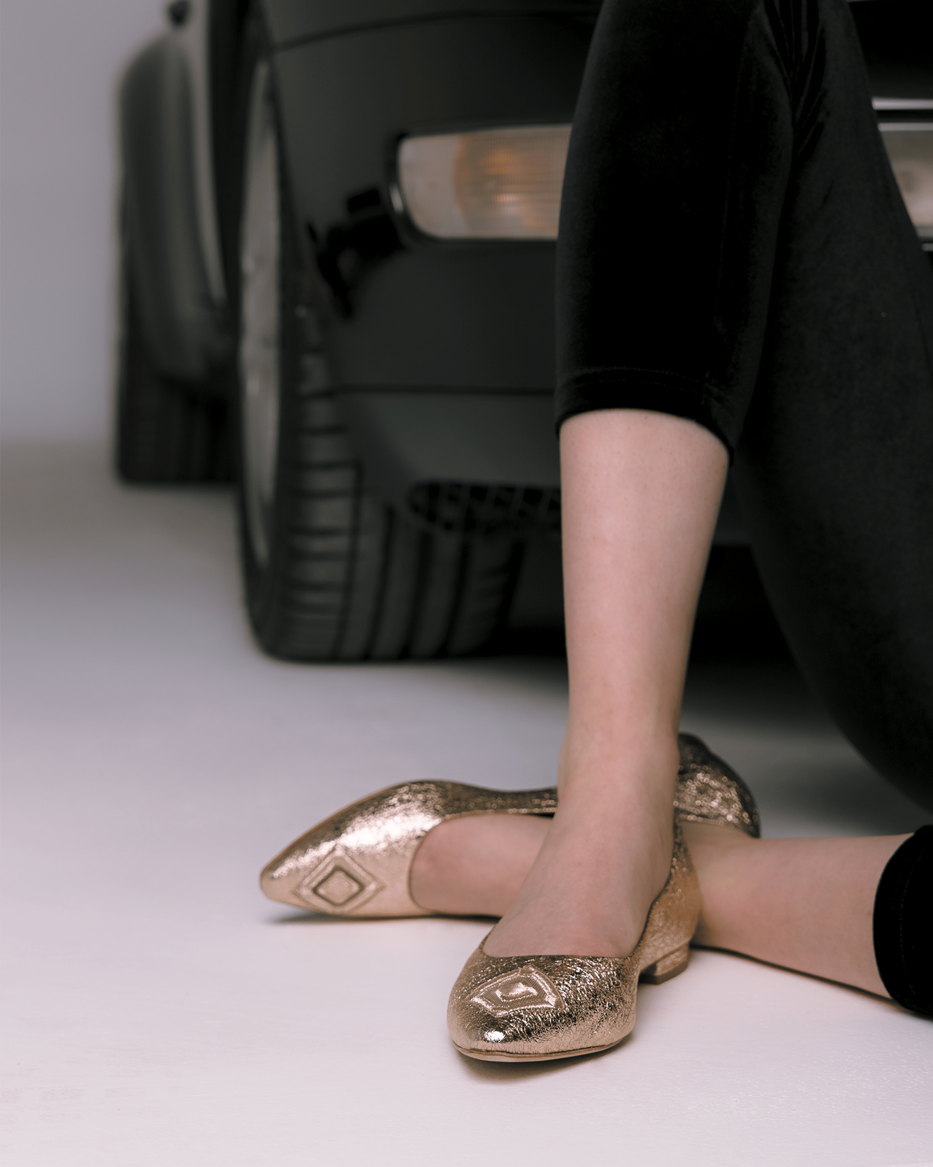 Diamond Ballerina Molten Gold Leather in Gold made by ATANA