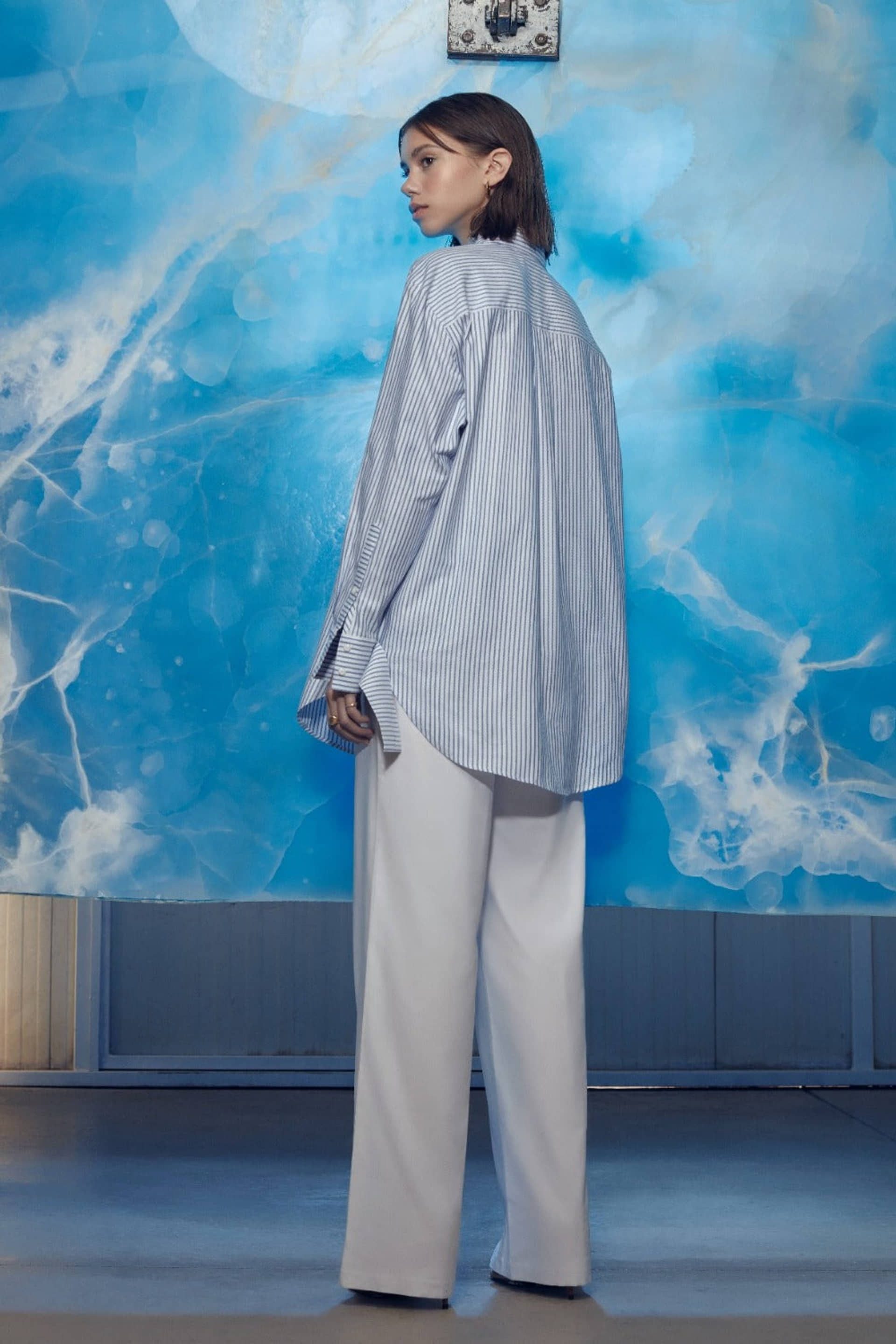 Saze Cuff Detailed Cotton Shirt made by Nazli Ceren