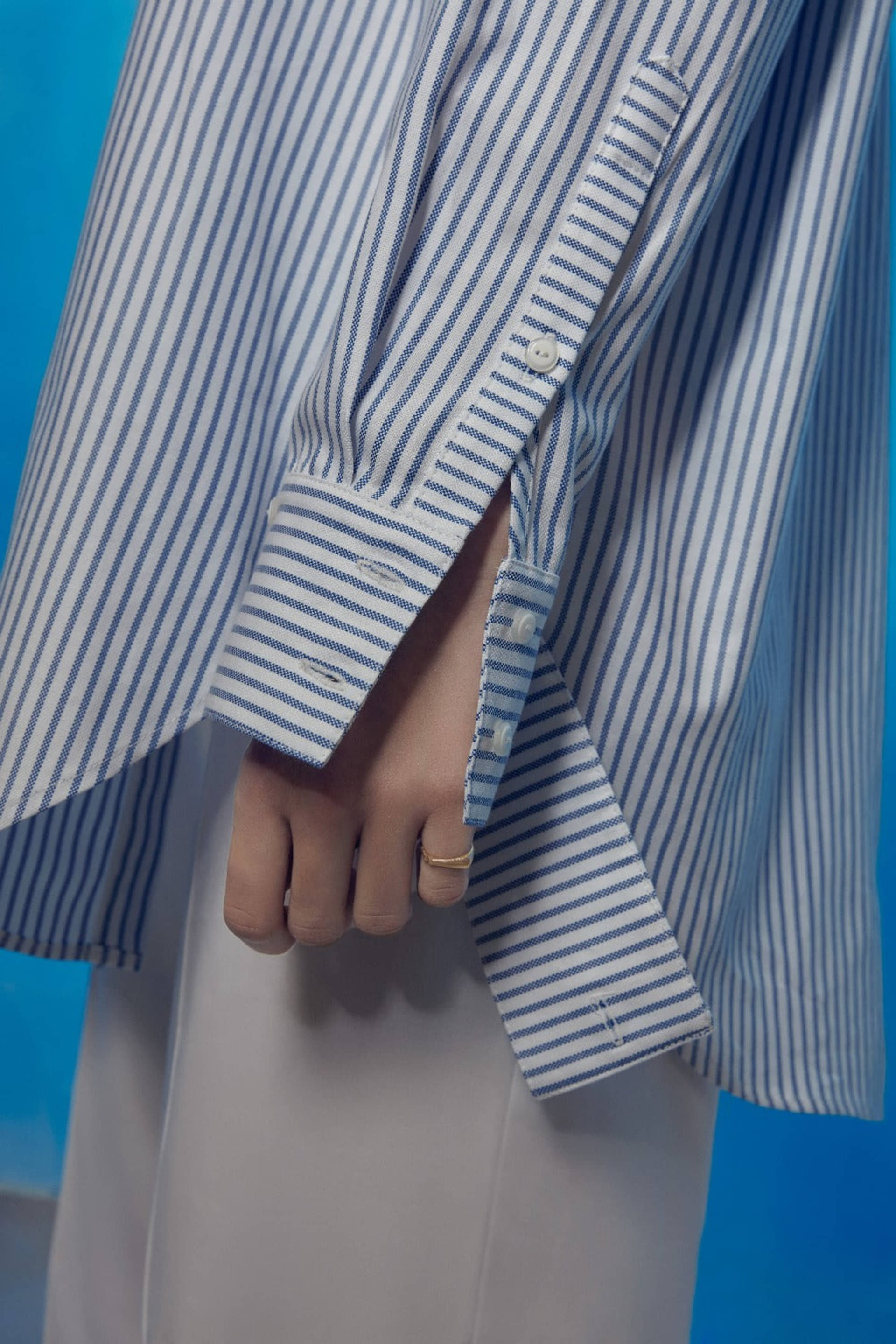 Saze Cuff Detailed Cotton Shirt made by Nazli Ceren