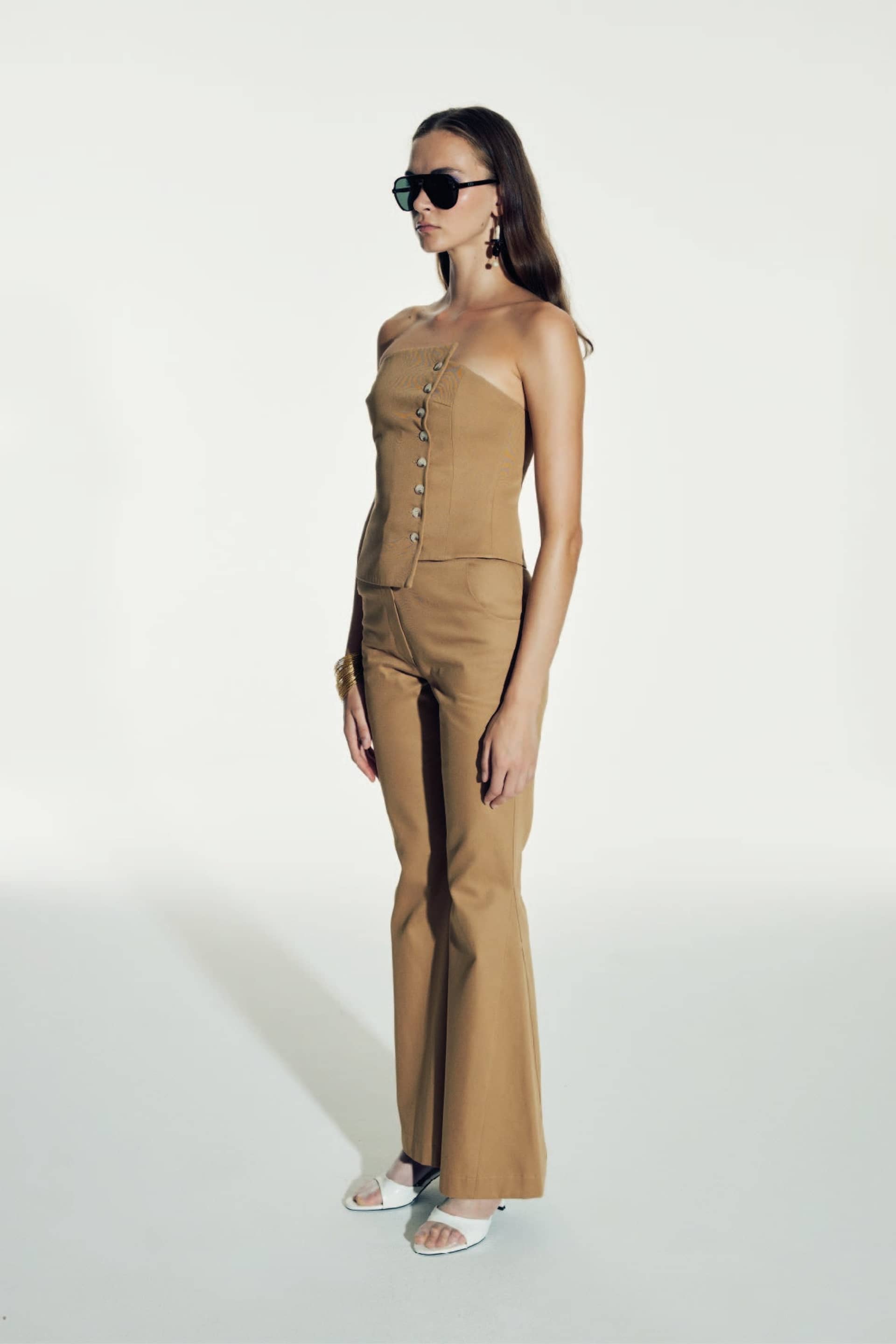 Odyle Cotton Bustier in Golden Straw made by Nazli Ceren