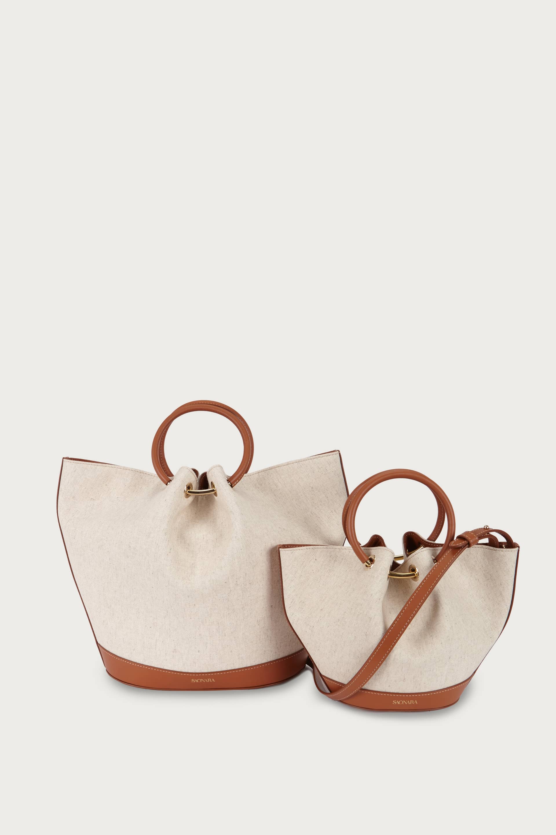 SAONARA LINEN/CARAMEL LEATHER BAG made by Saonara