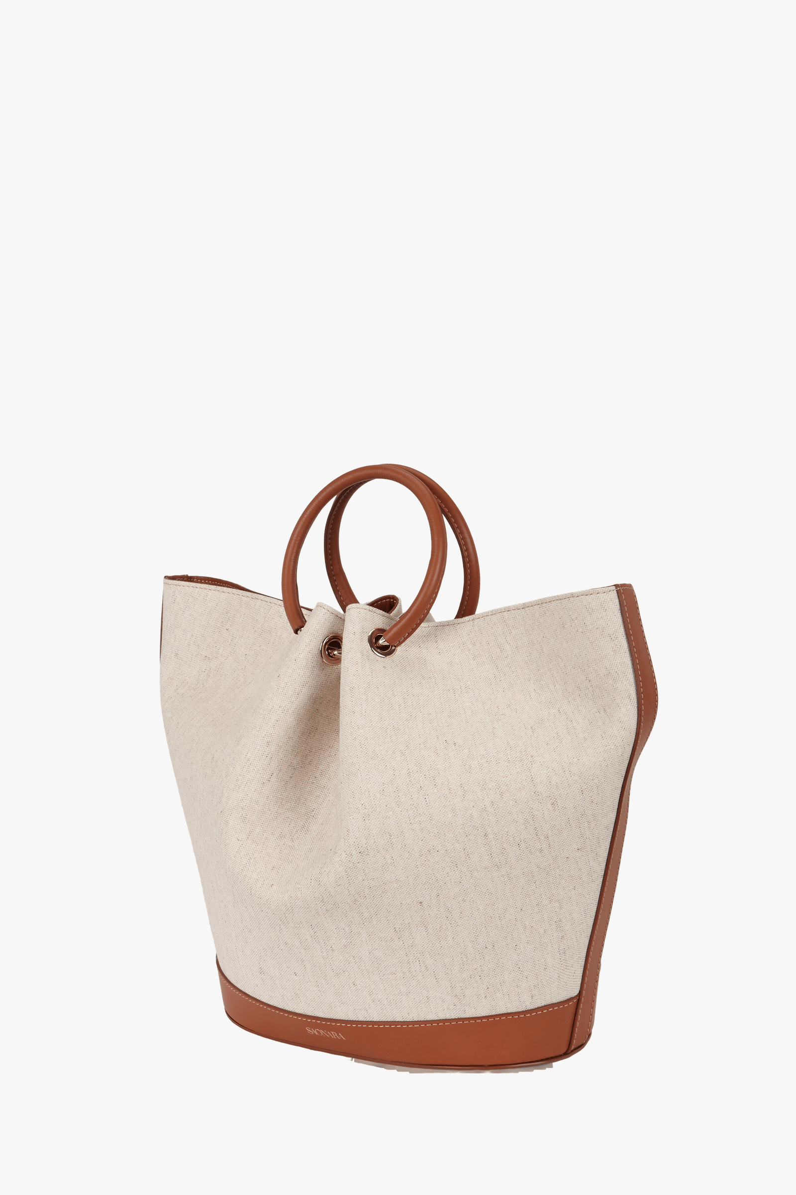 SAONARA LINEN/CARAMEL LEATHER BAG made by Saonara
