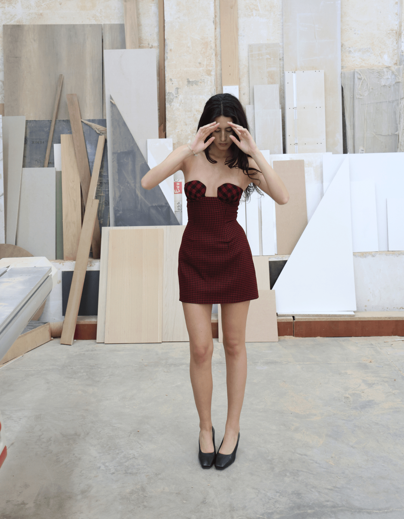 TISSA Red And Black Party Mini Dress made by MAET