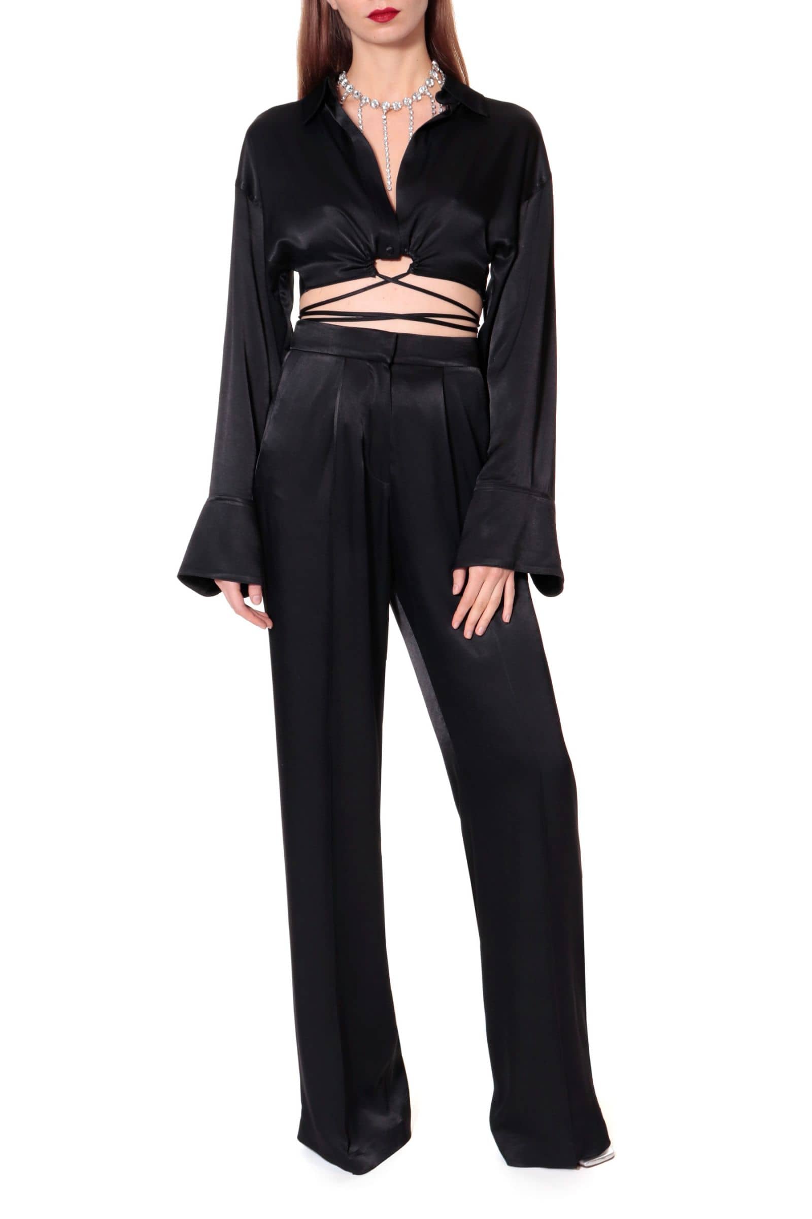 Trousers Jessie Glossy Black made by HALEWSKI