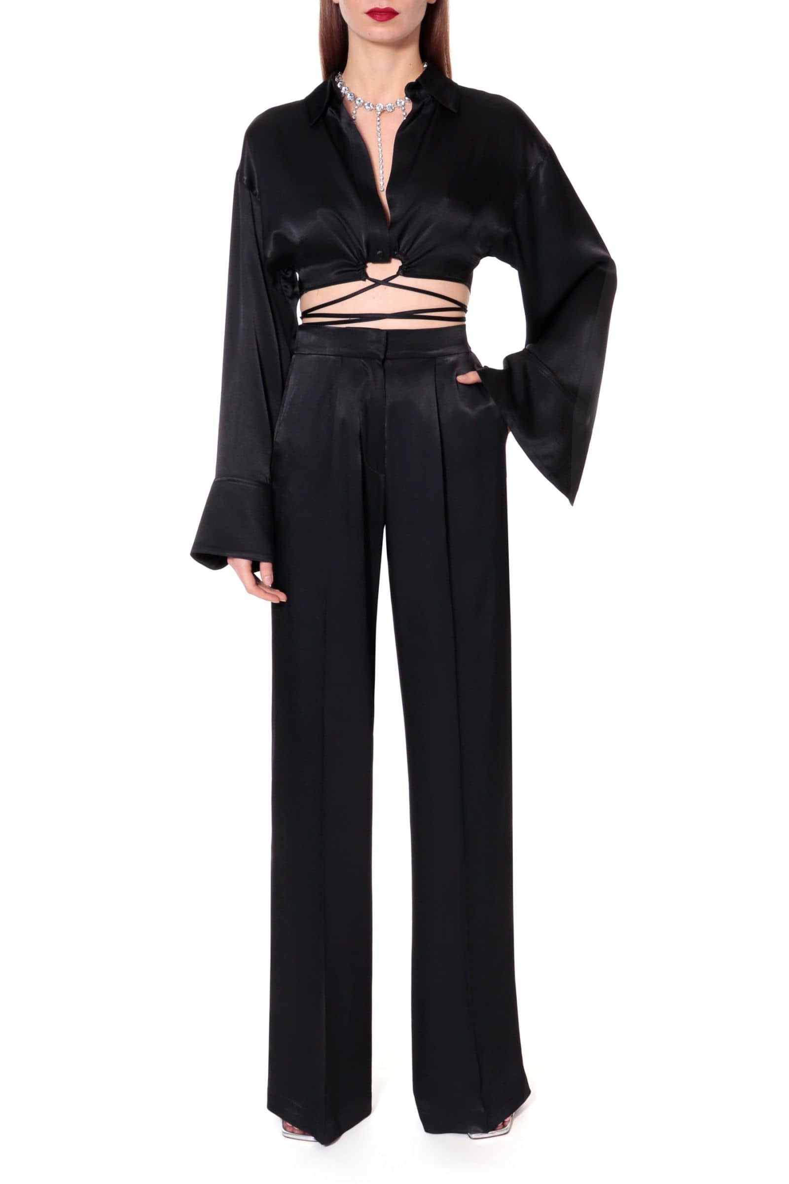 Trousers Jessie Glossy Black made by HALEWSKI