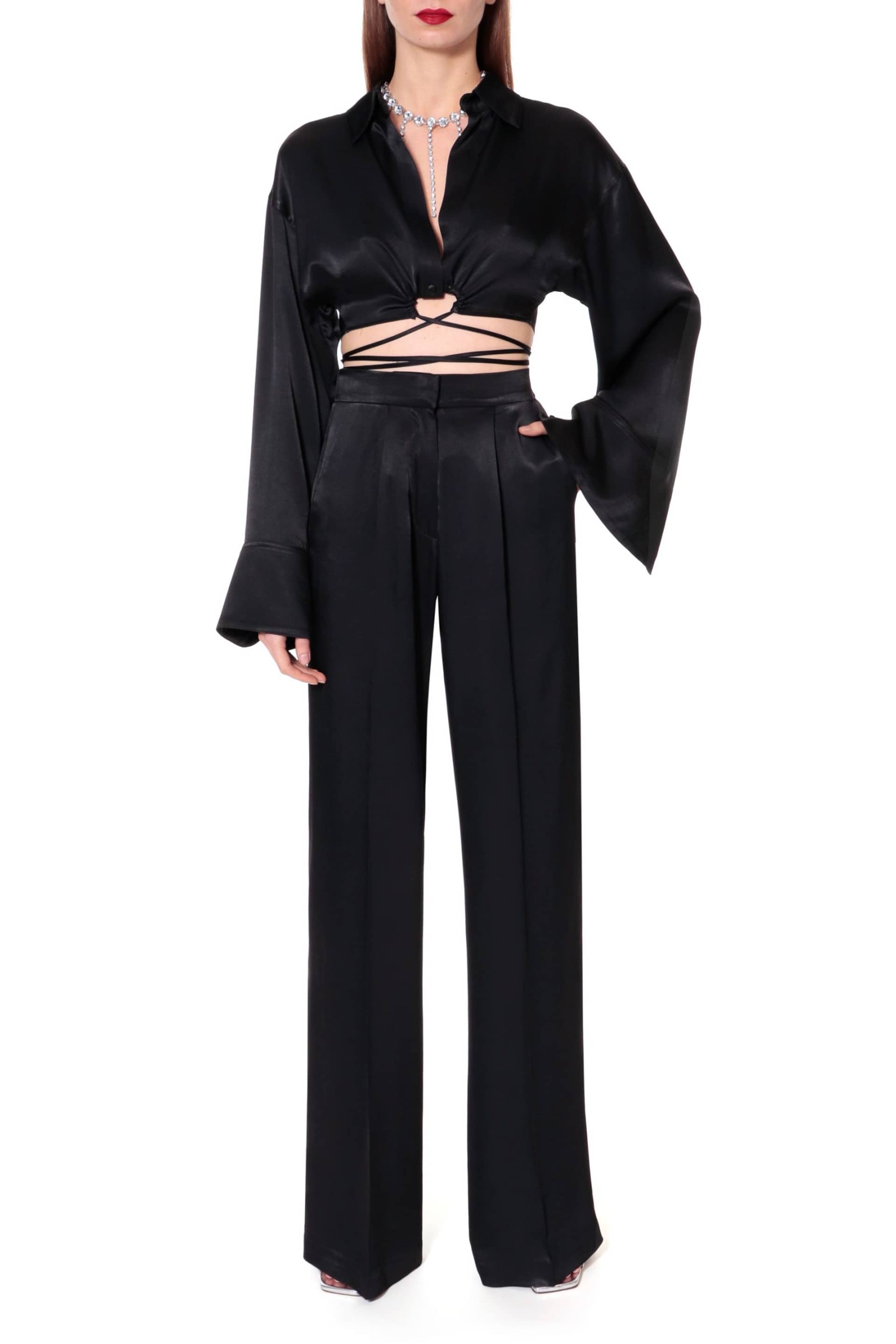 Trousers Jessie Glossy Black made by HALEWSKI