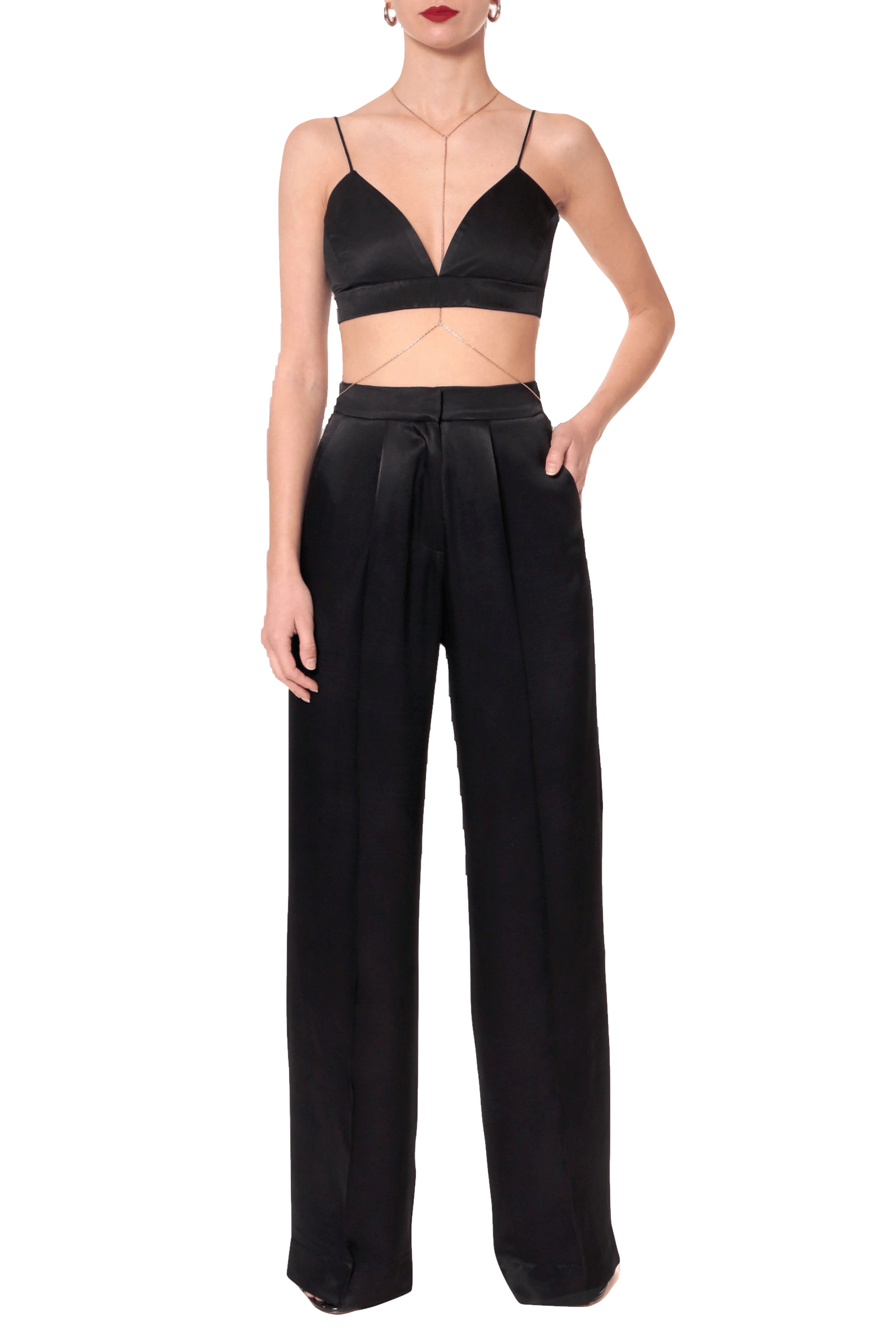 Trousers Jessie Glossy Black made by HALEWSKI