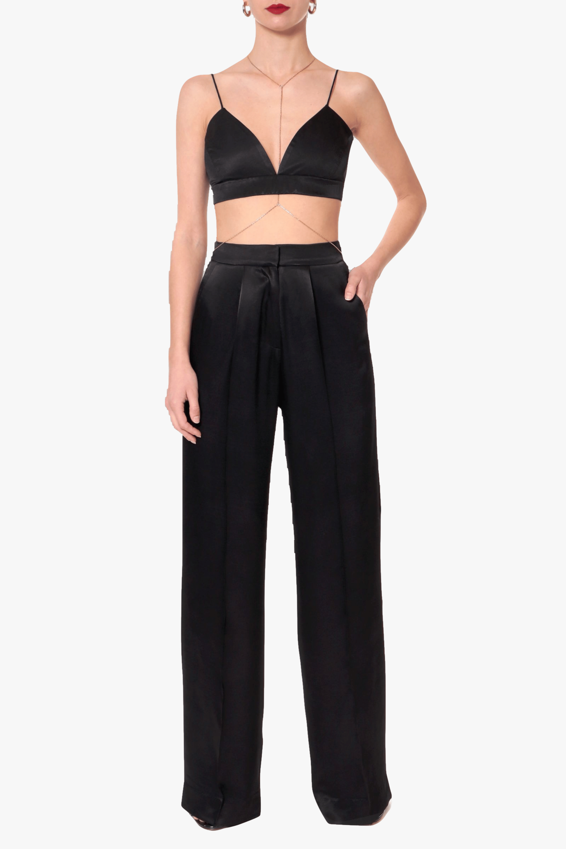 Trousers Jessie Glossy Black made by HALEWSKI