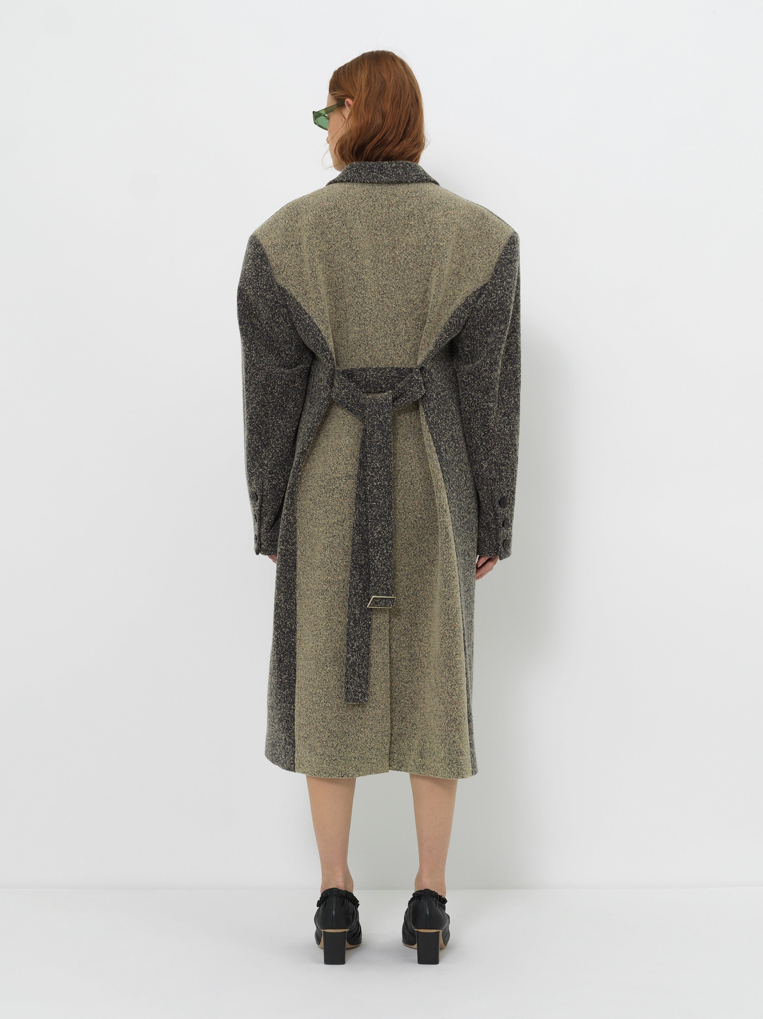 WOOL-BLEND TEXTURED LONG COAT made by YIBRI