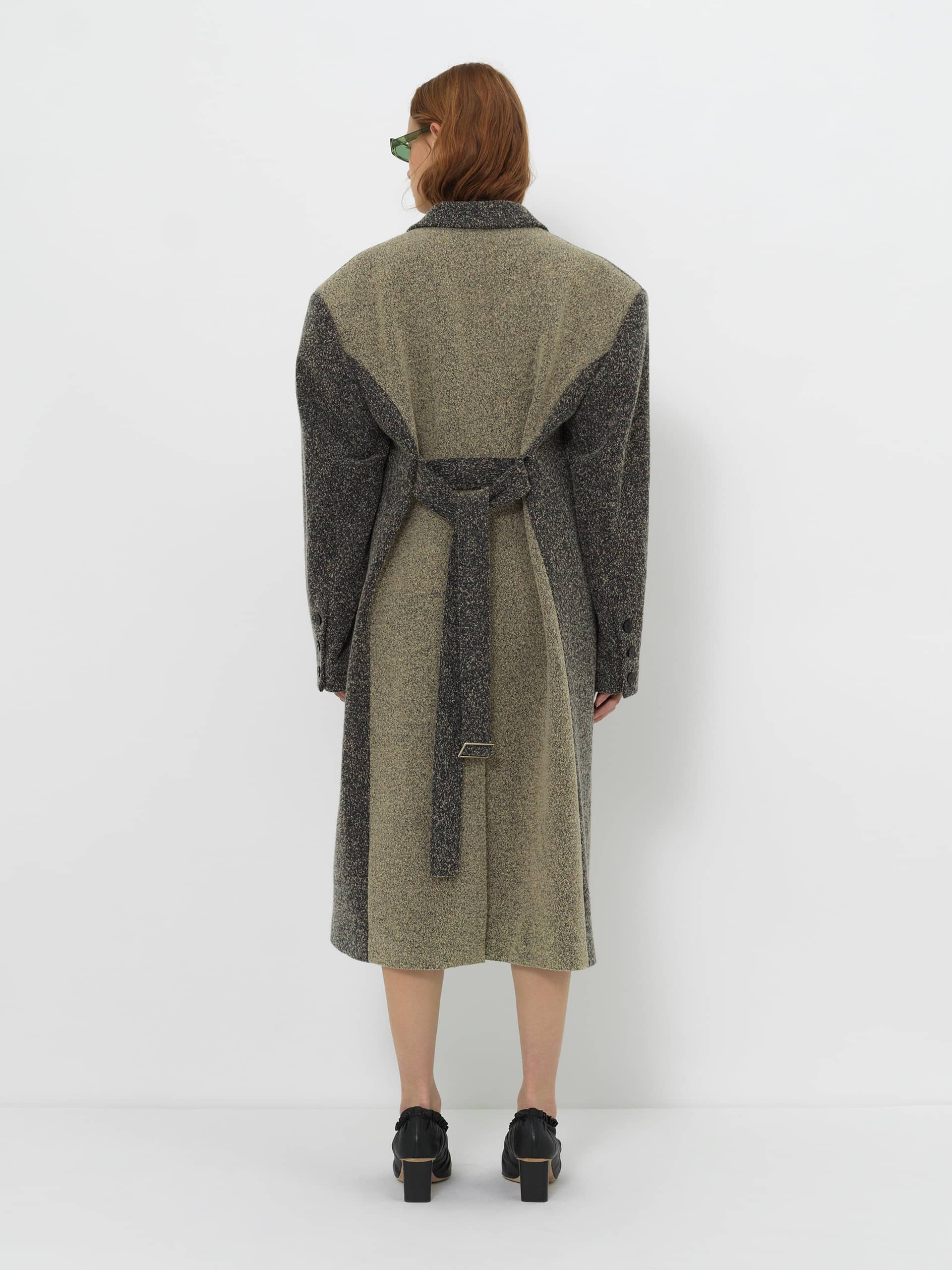 WOOL-BLEND TEXTURED LONG COAT made by YIBRI