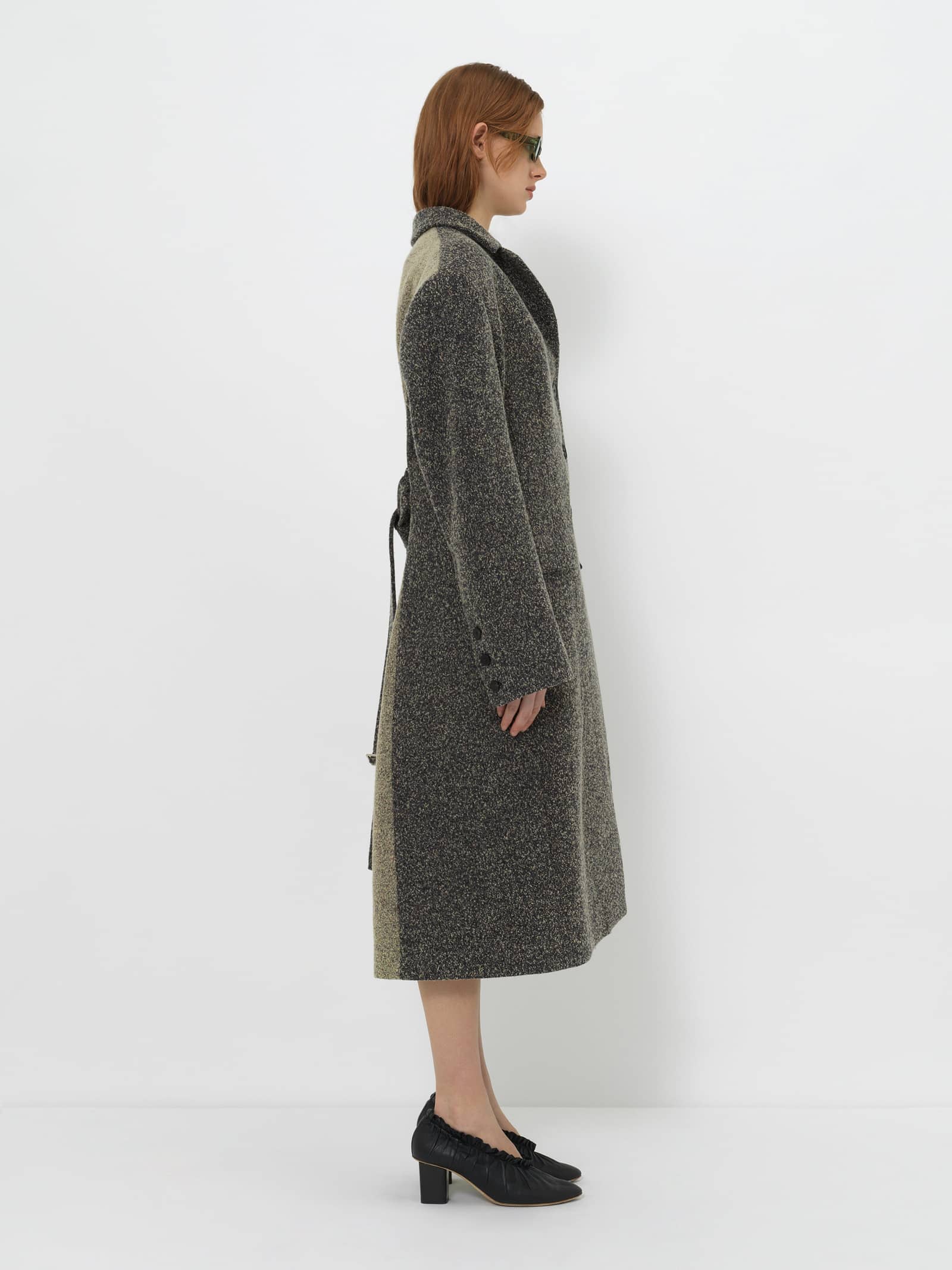 WOOL-BLEND TEXTURED LONG COAT made by YIBRI
