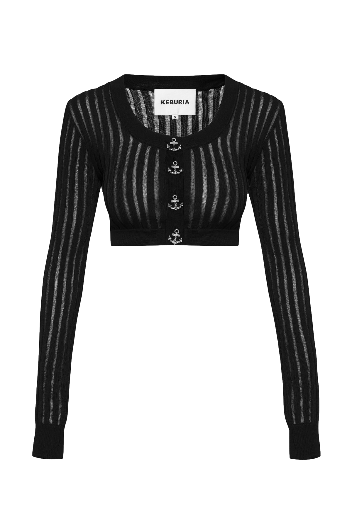 TULLE-PANELED KNIT CARDIGAN in Black made by KEBURIA