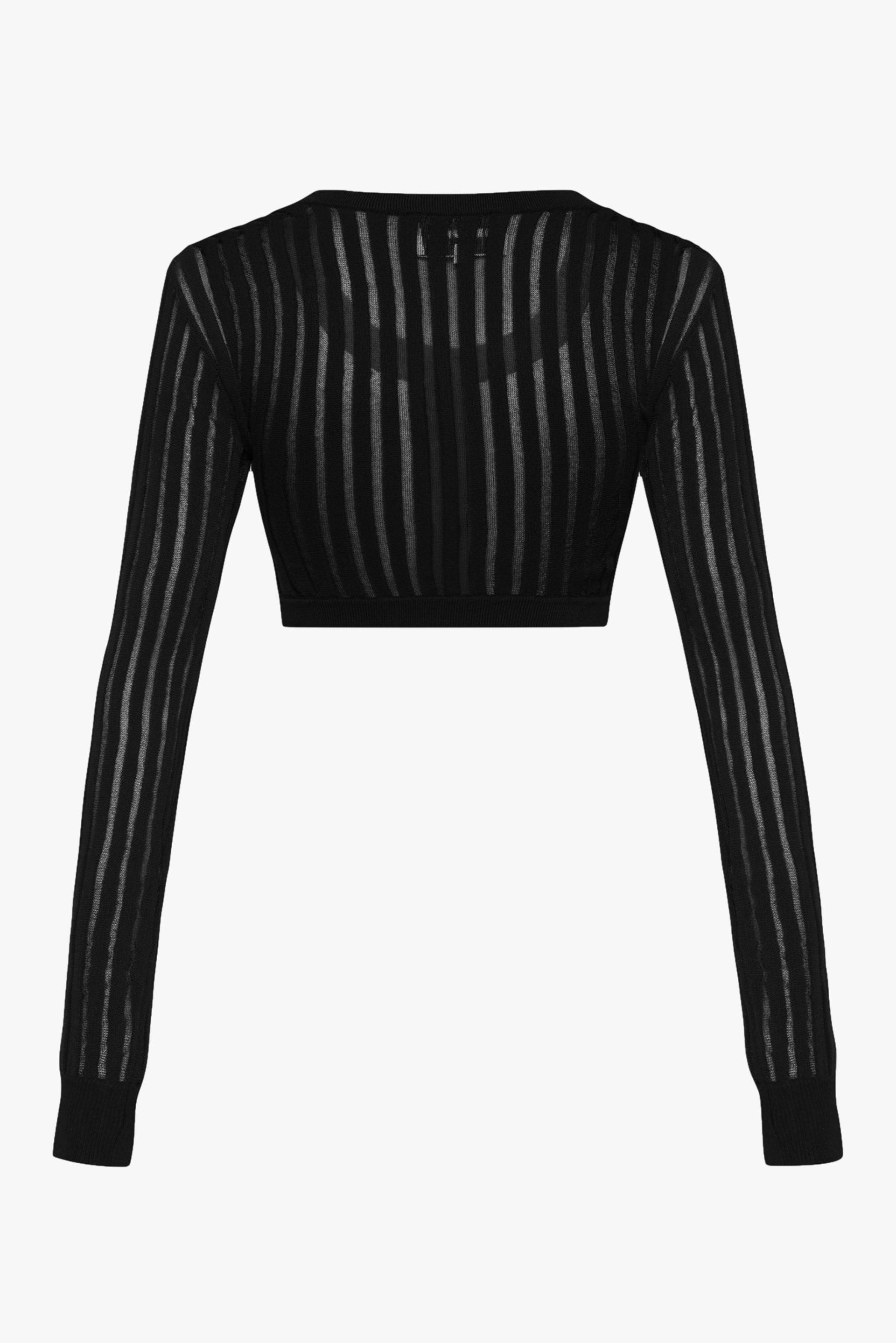 TULLE-PANELED KNIT CARDIGAN in Black made by KEBURIA