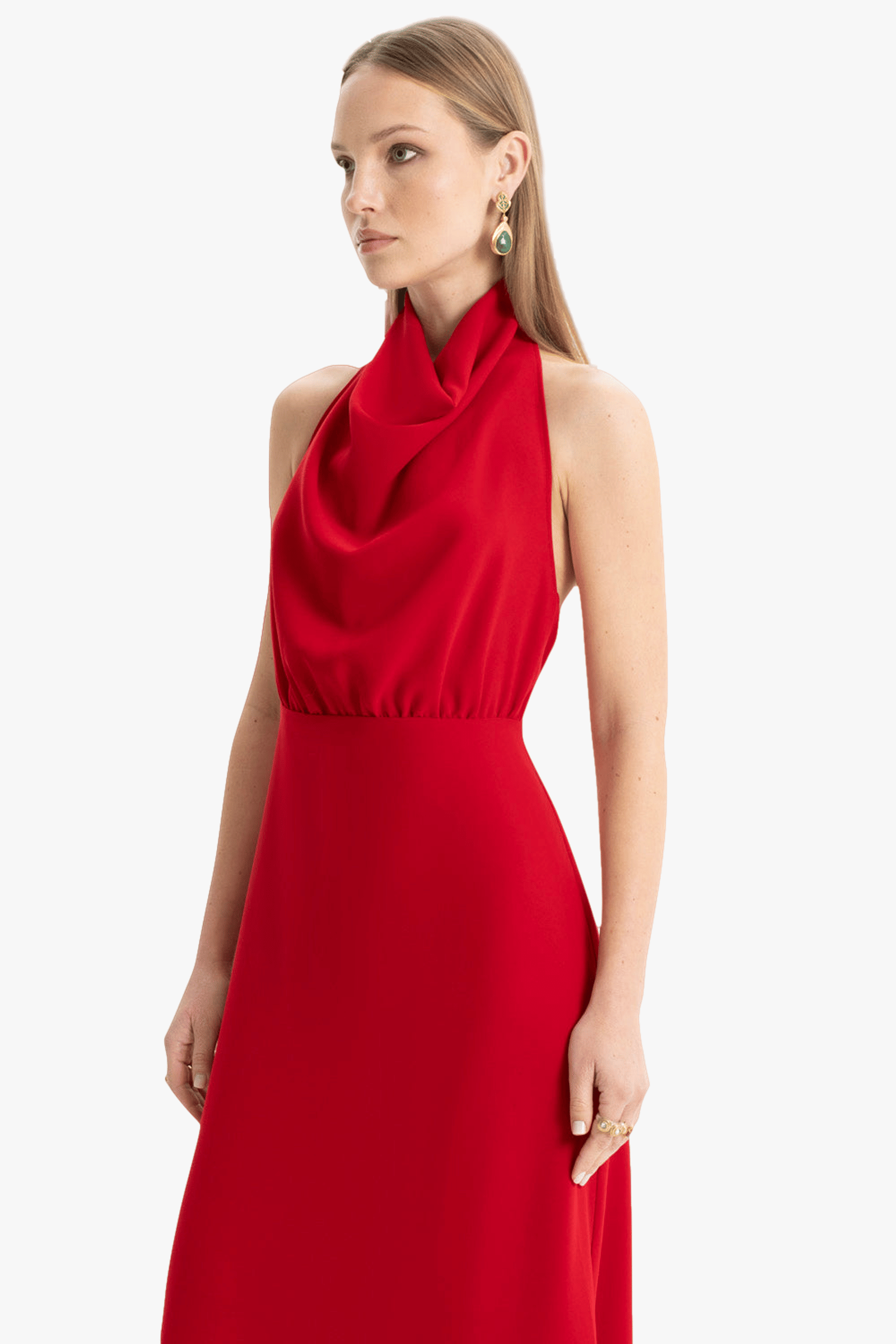 Kate Crepe Red Maxi Dress made by Lora Istanbul