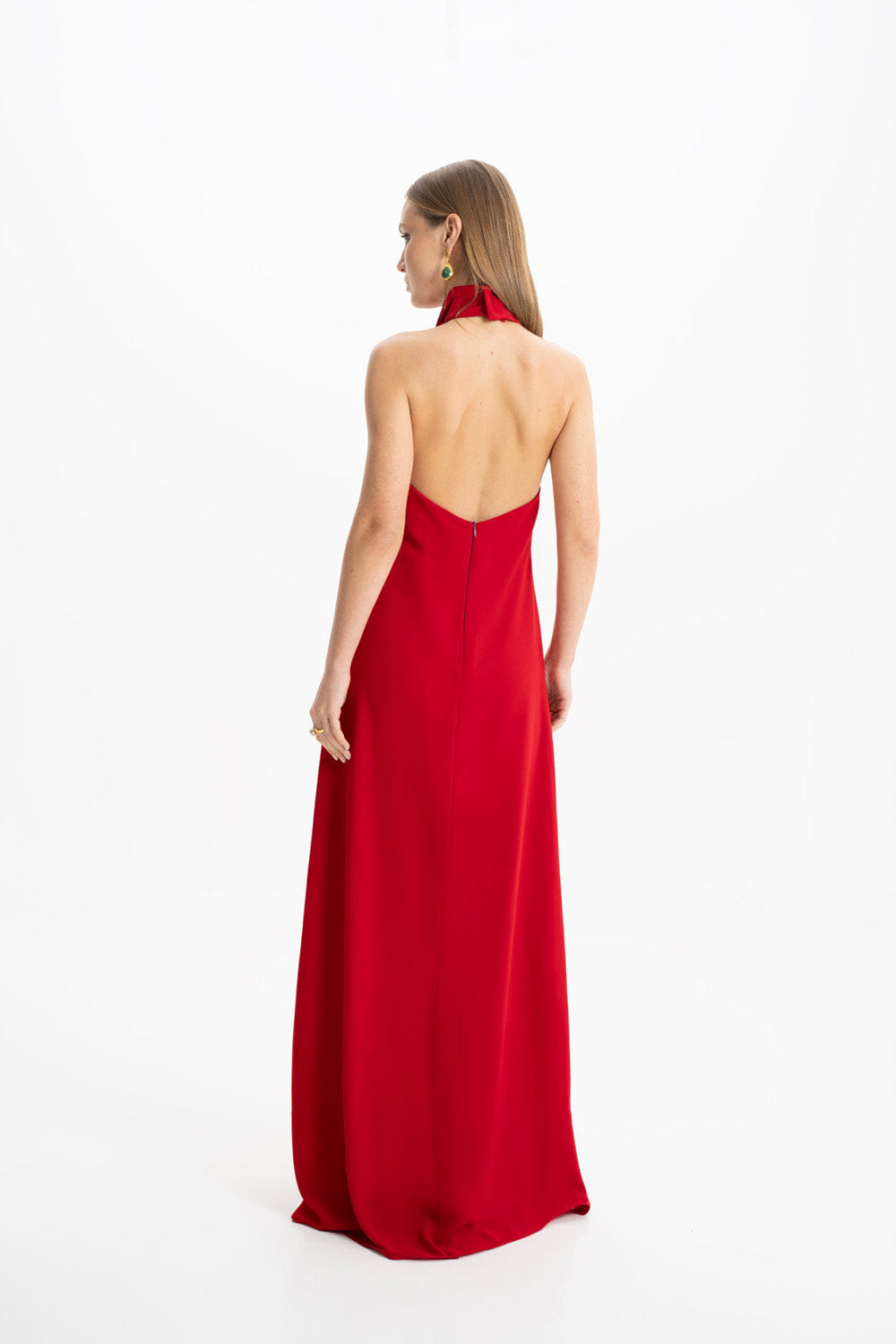 Kate Crepe Red Maxi Dress made by Lora Istanbul