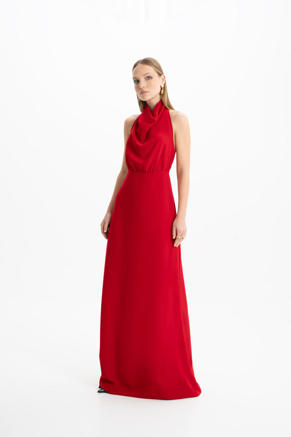Kate Crepe Red Maxi Dress made by Lora Istanbul