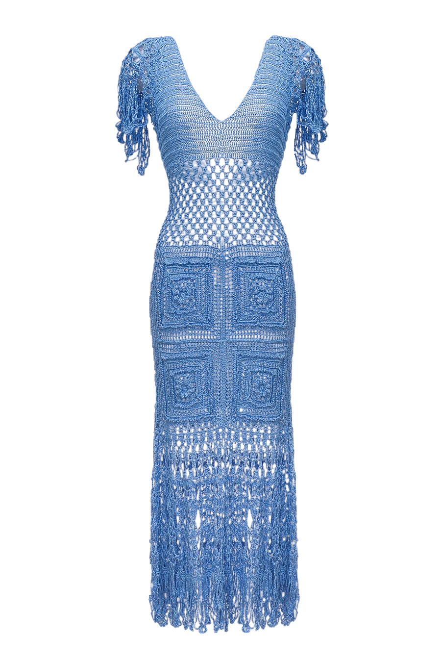 Blue Crochet Handmade Knit Dress made by ANDREEVA