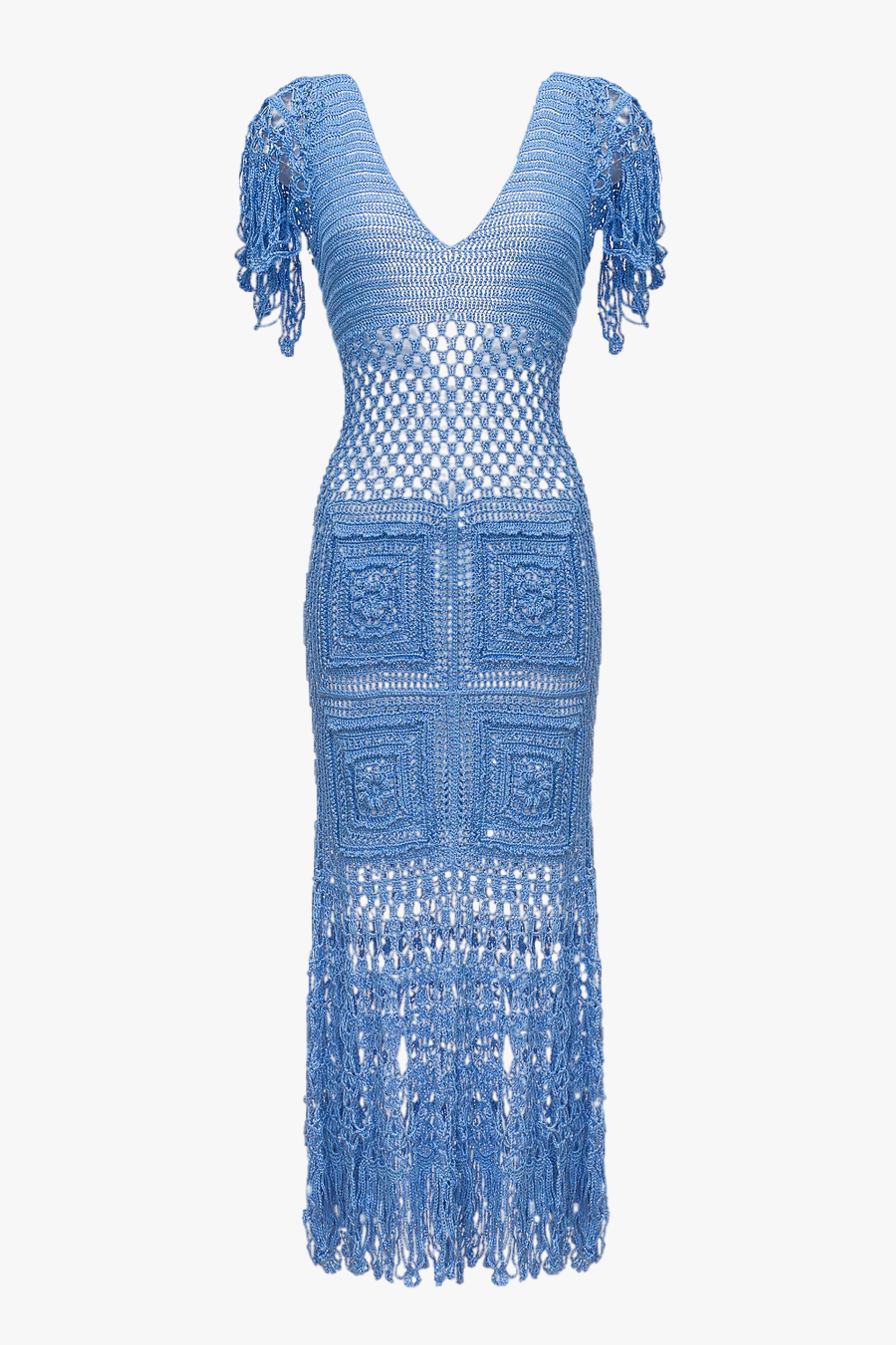 Blue Crochet Handmade Knit Dress made by ANDREEVA