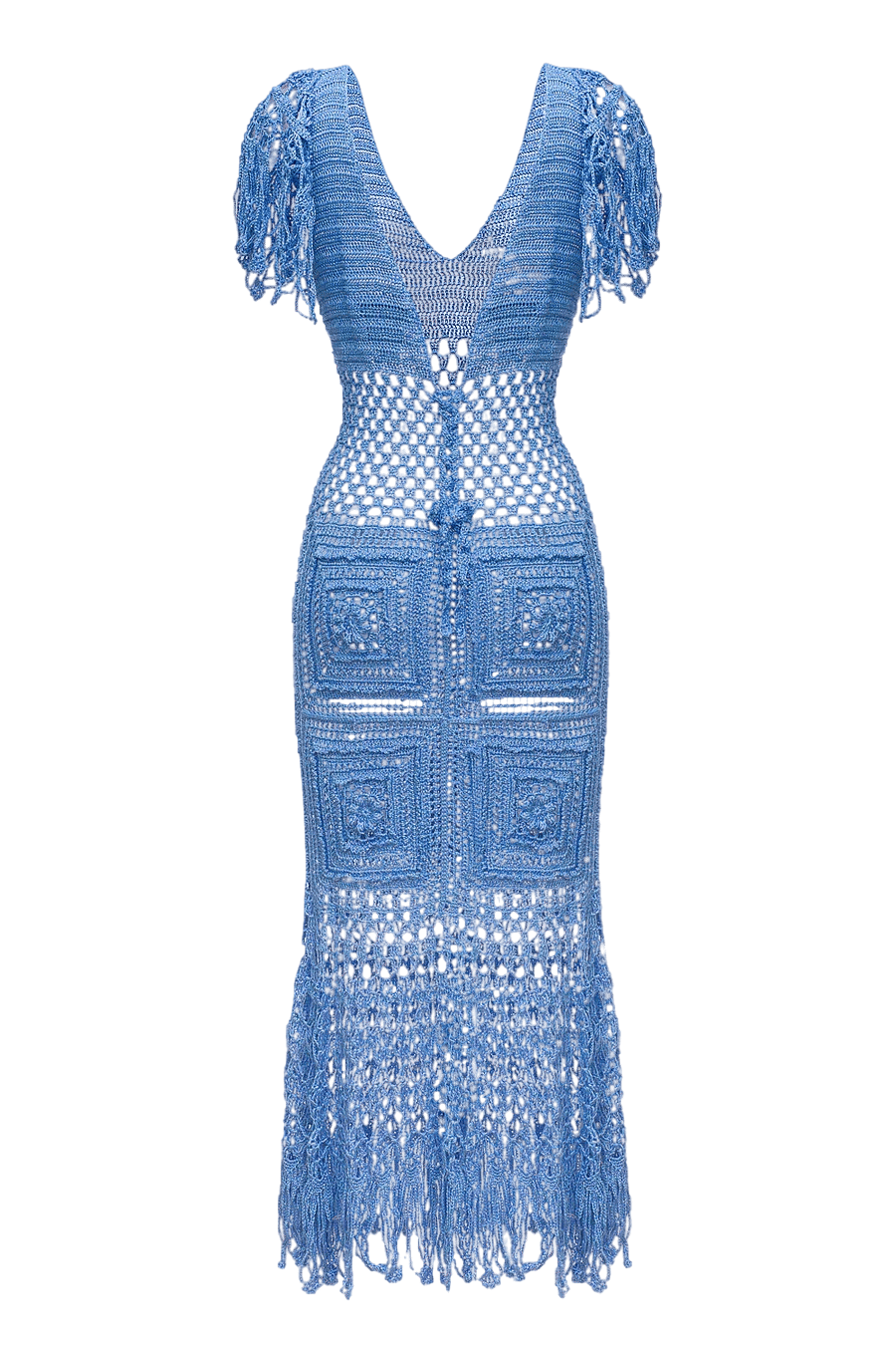 Blue Crochet Handmade Knit Dress made by ANDREEVA
