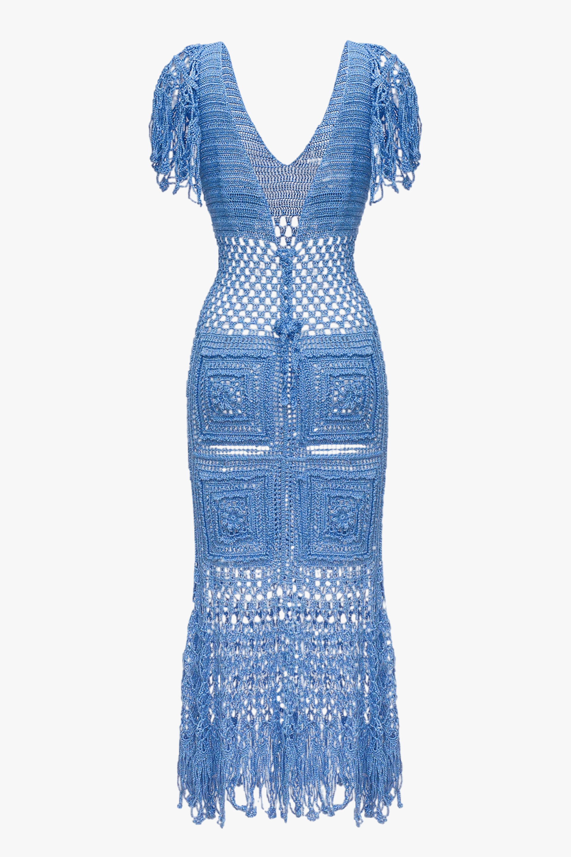 Blue Crochet Handmade Knit Dress made by ANDREEVA