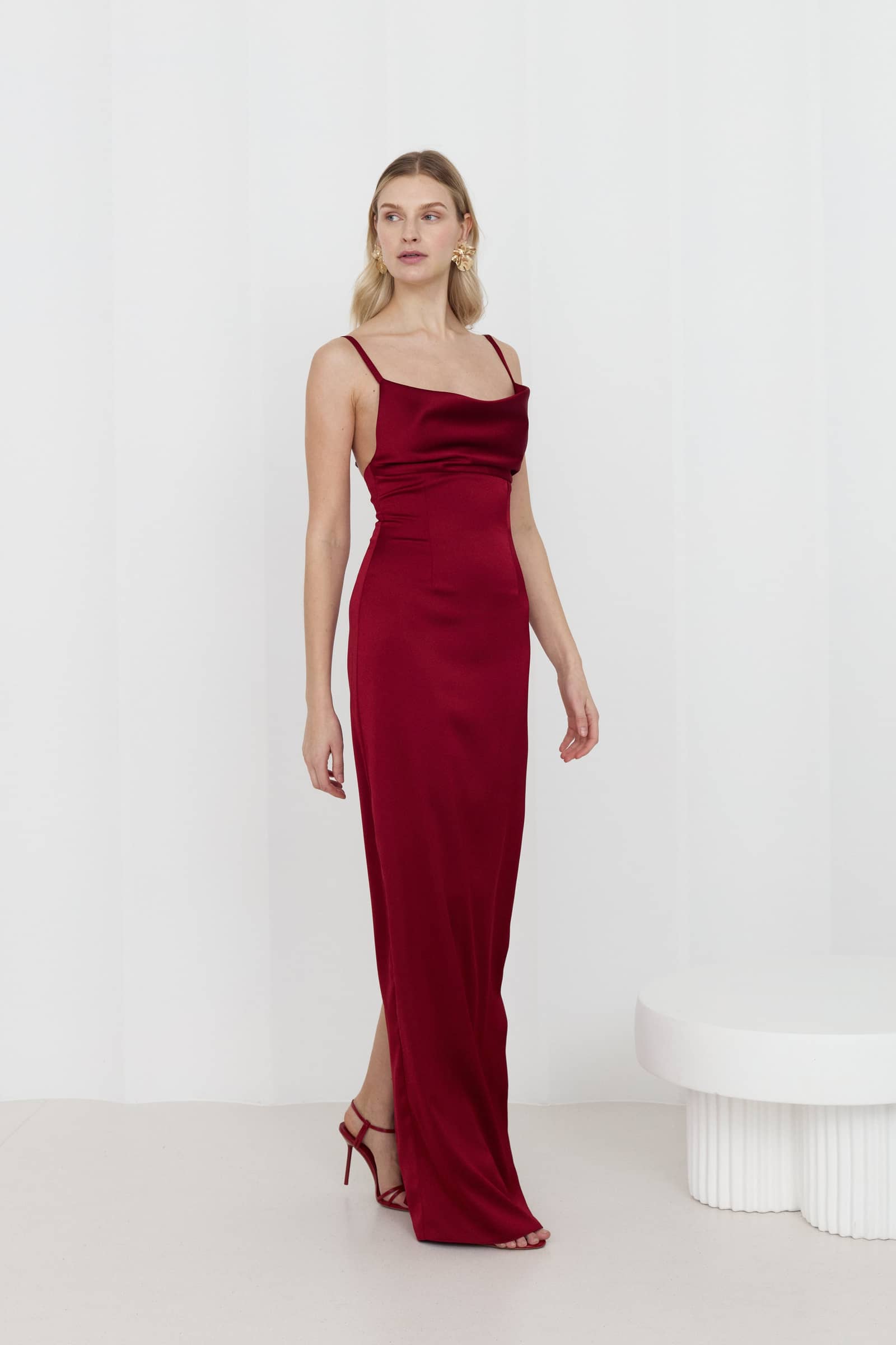 NADA Long Red Wine Evening Dress made by UNDRESS