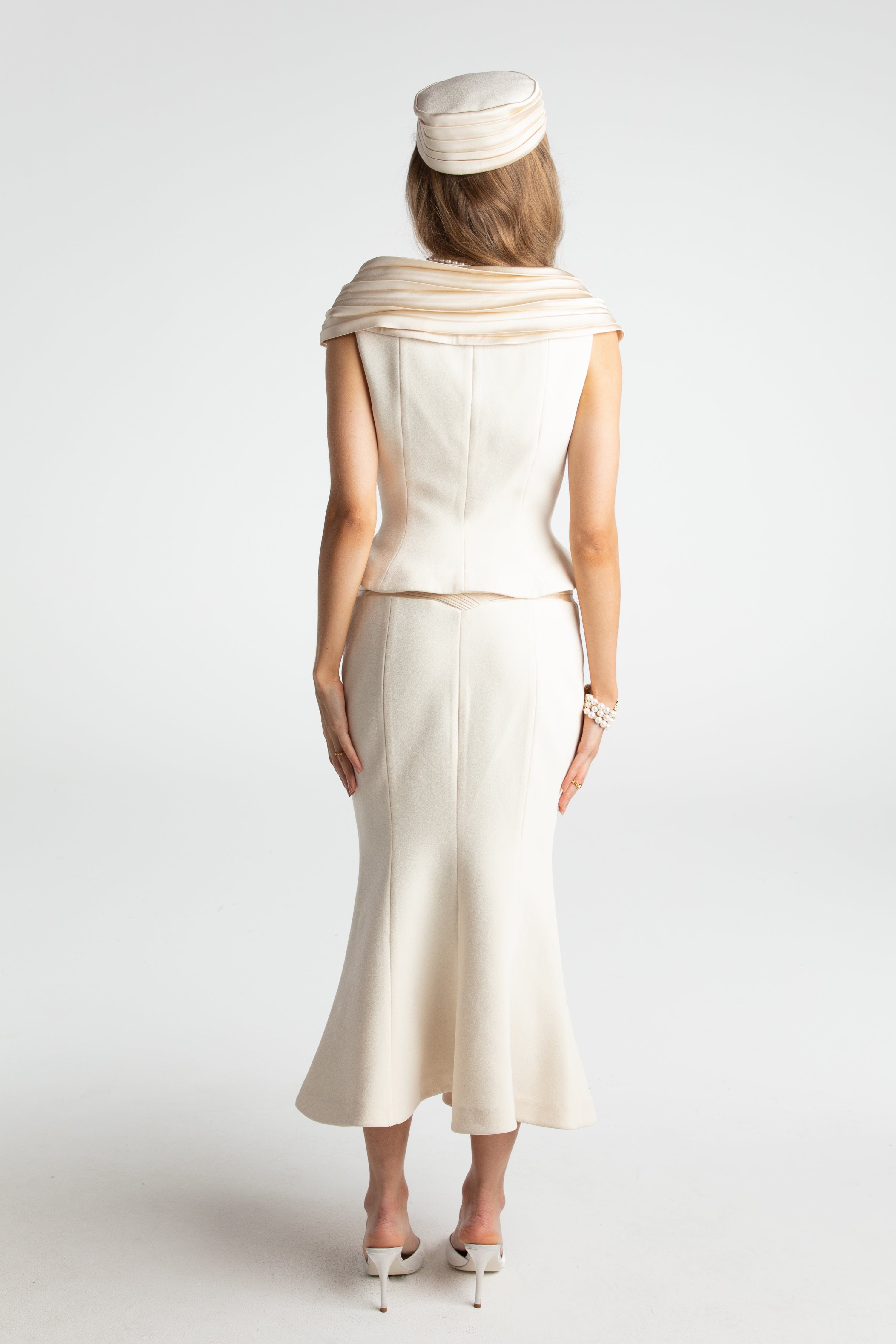 Belle Satin Skirt (Beige (Final Sale) in White made by Nana Jacqueline