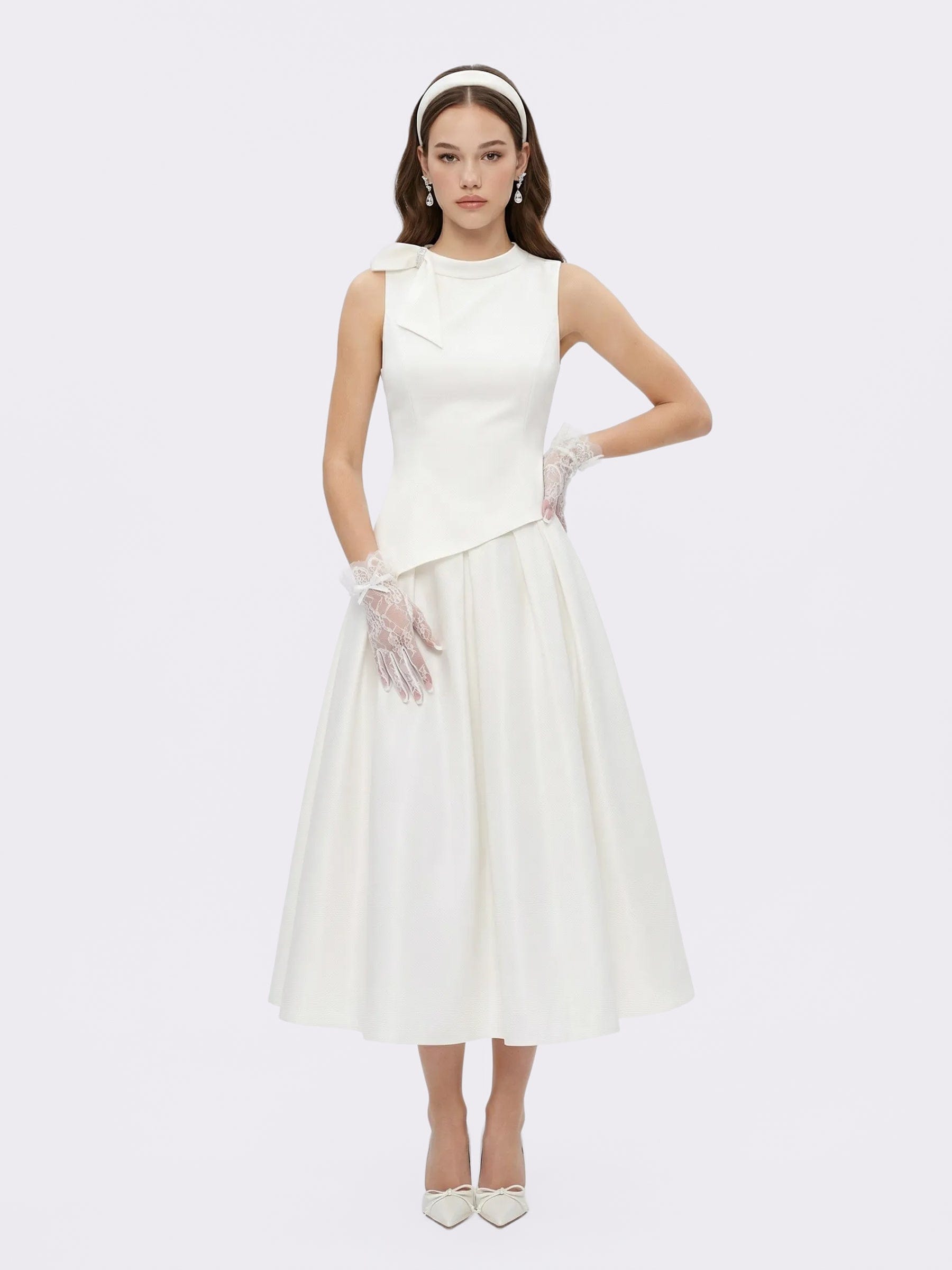 Lily Satin Bow Detail White Top made by Nana Jacqueline