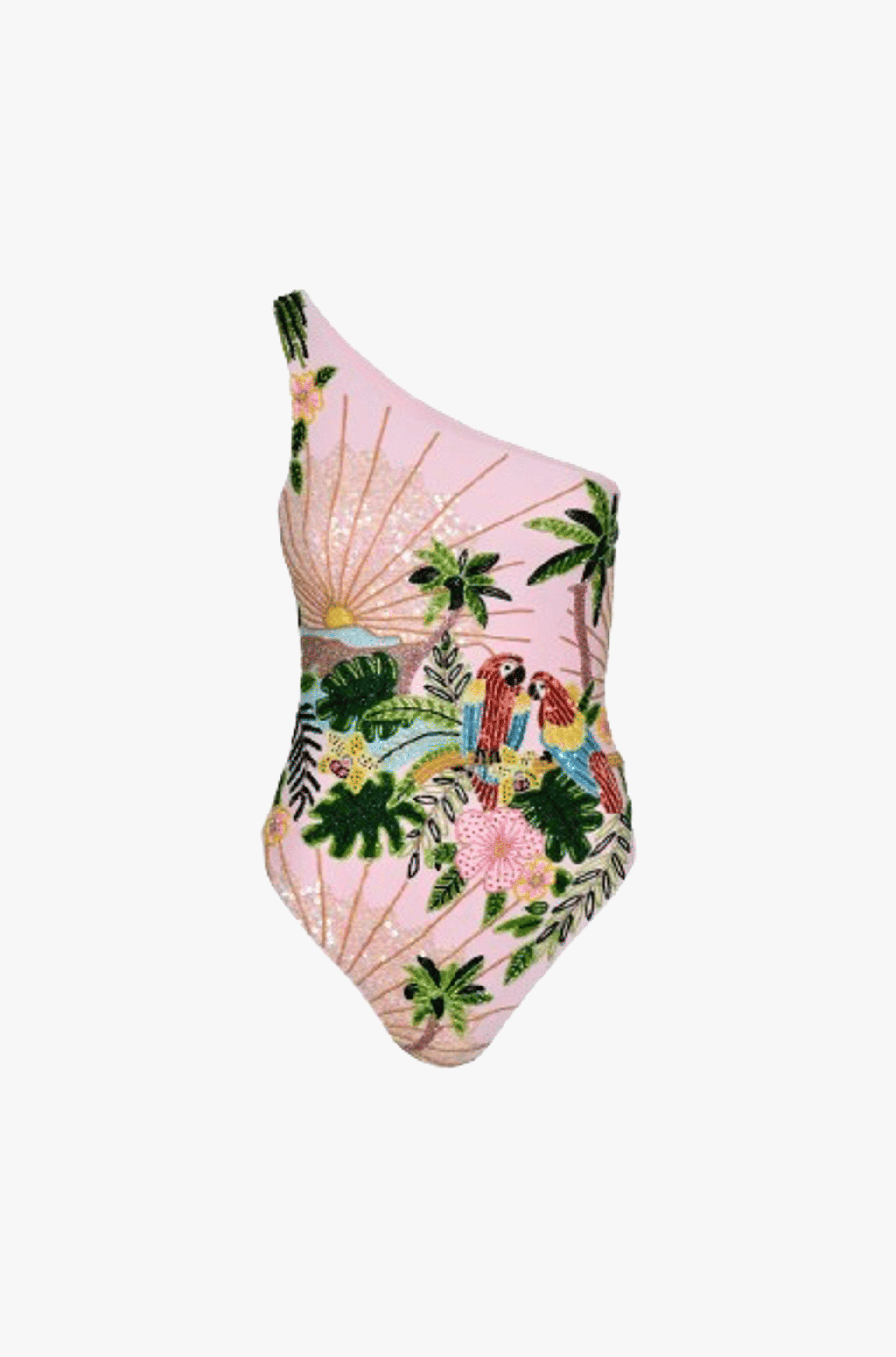 Paisley One Shoulder Luxe Pink Swimsuit made by Oceanus Swimwear