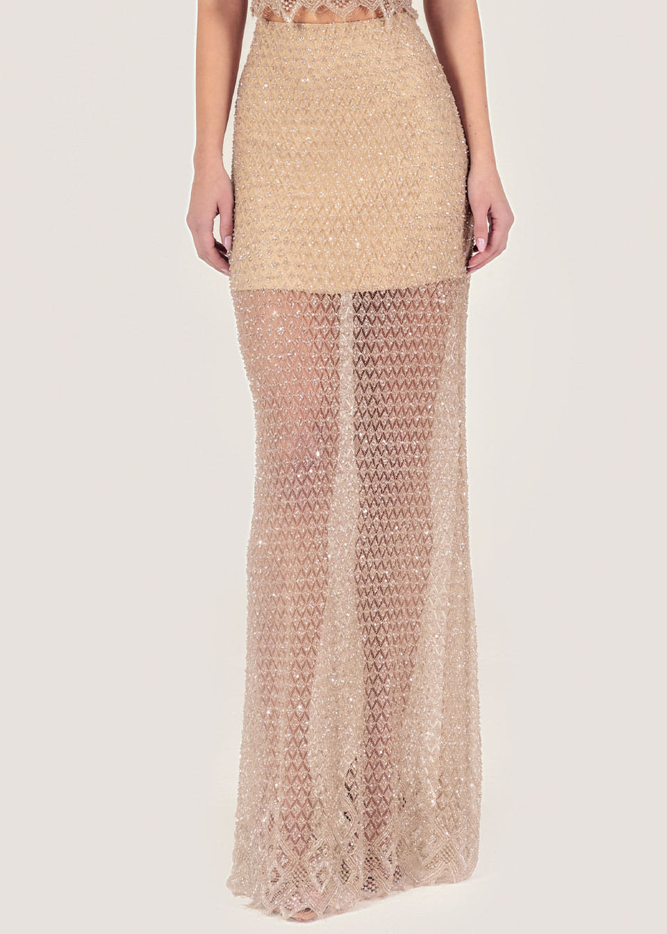 Gold embellished lace skirt made by Monika Dimova